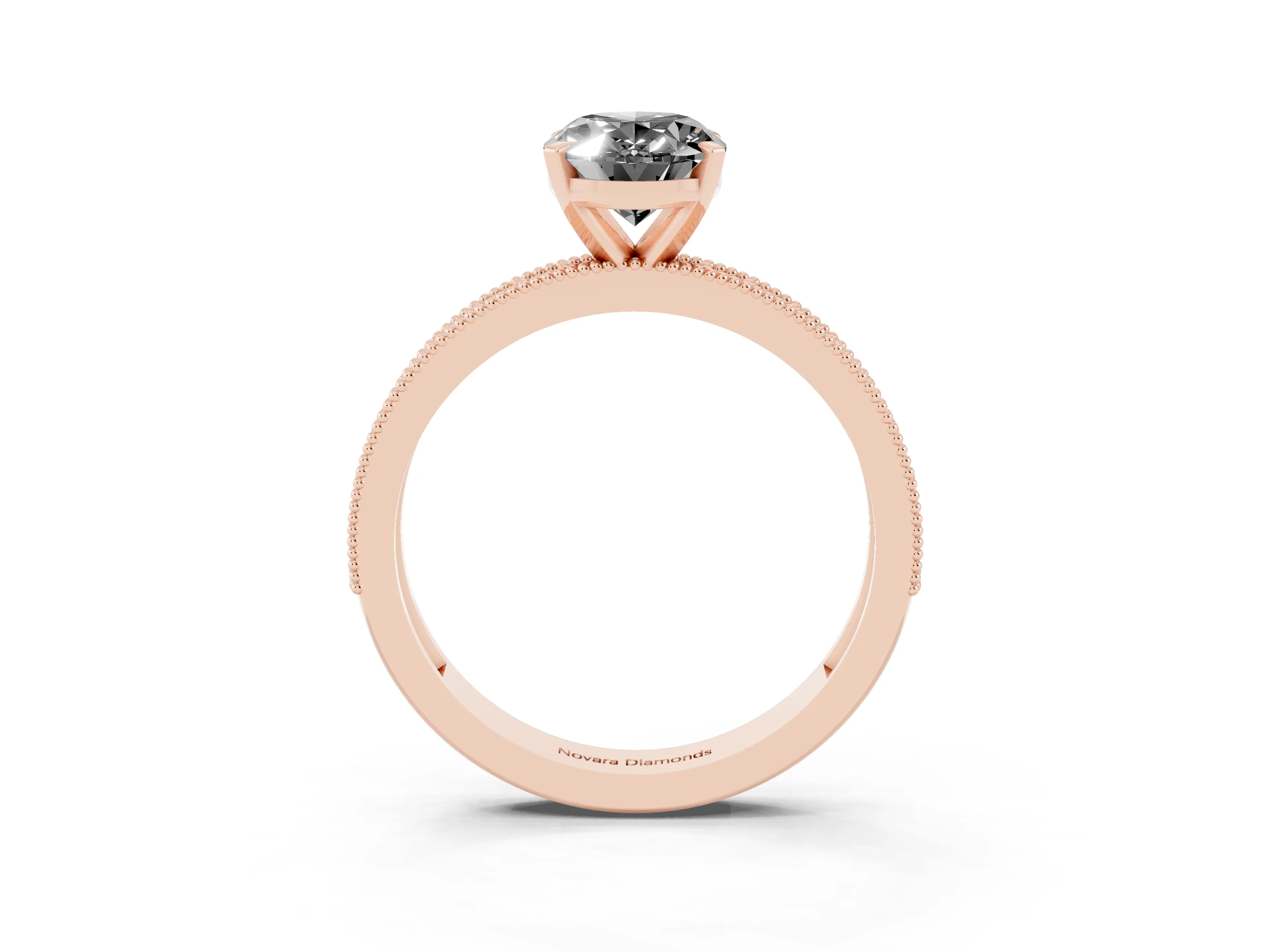 Fancy Black Oval Cut Diamond Milgrain Pavé Engagement Ring Set in Rose gold with Prong Setting