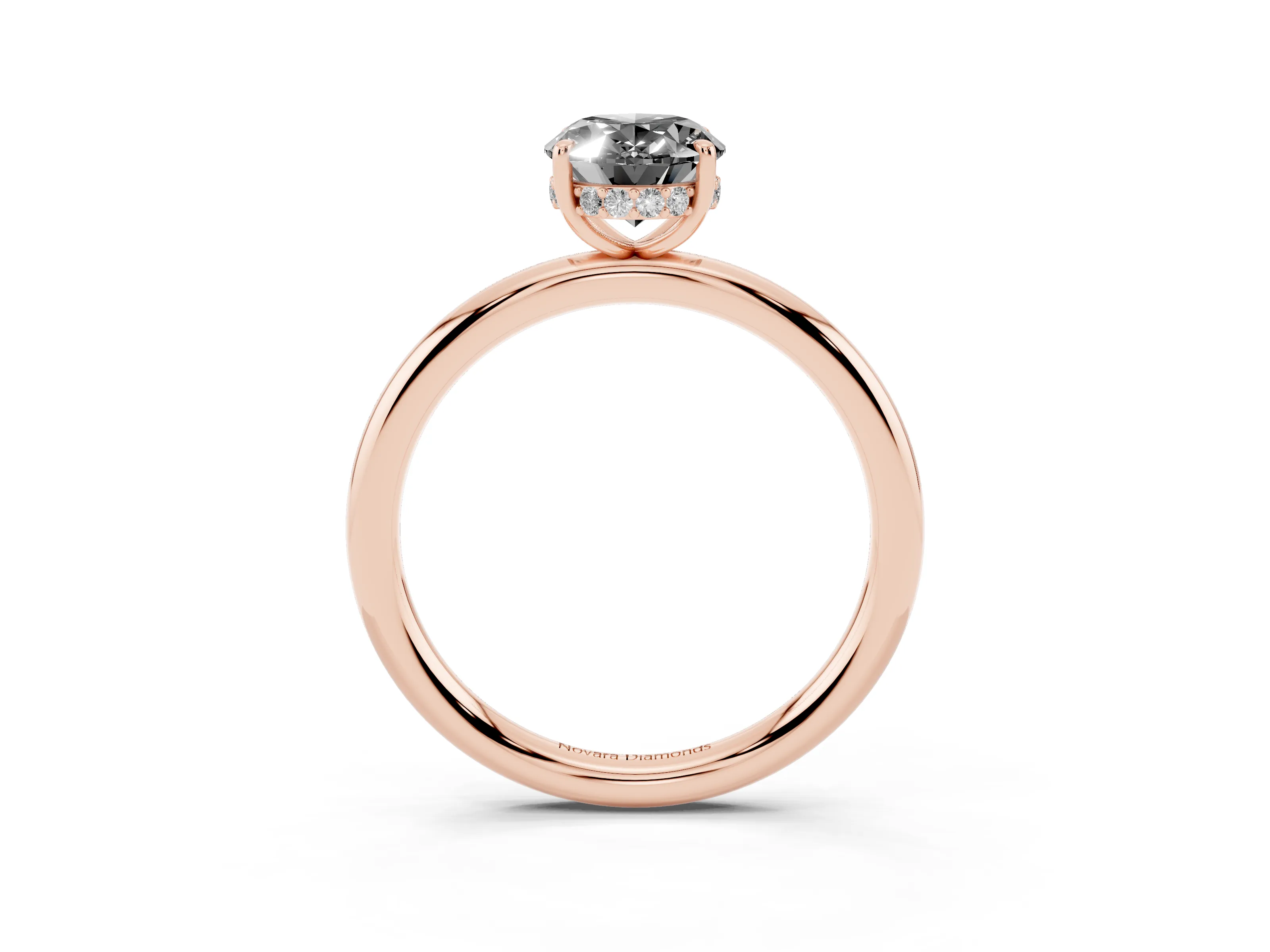 Fancy Black Oval Cut Diamond Solitaire Ring Set in Rose gold with Thin Band and Prong Setting