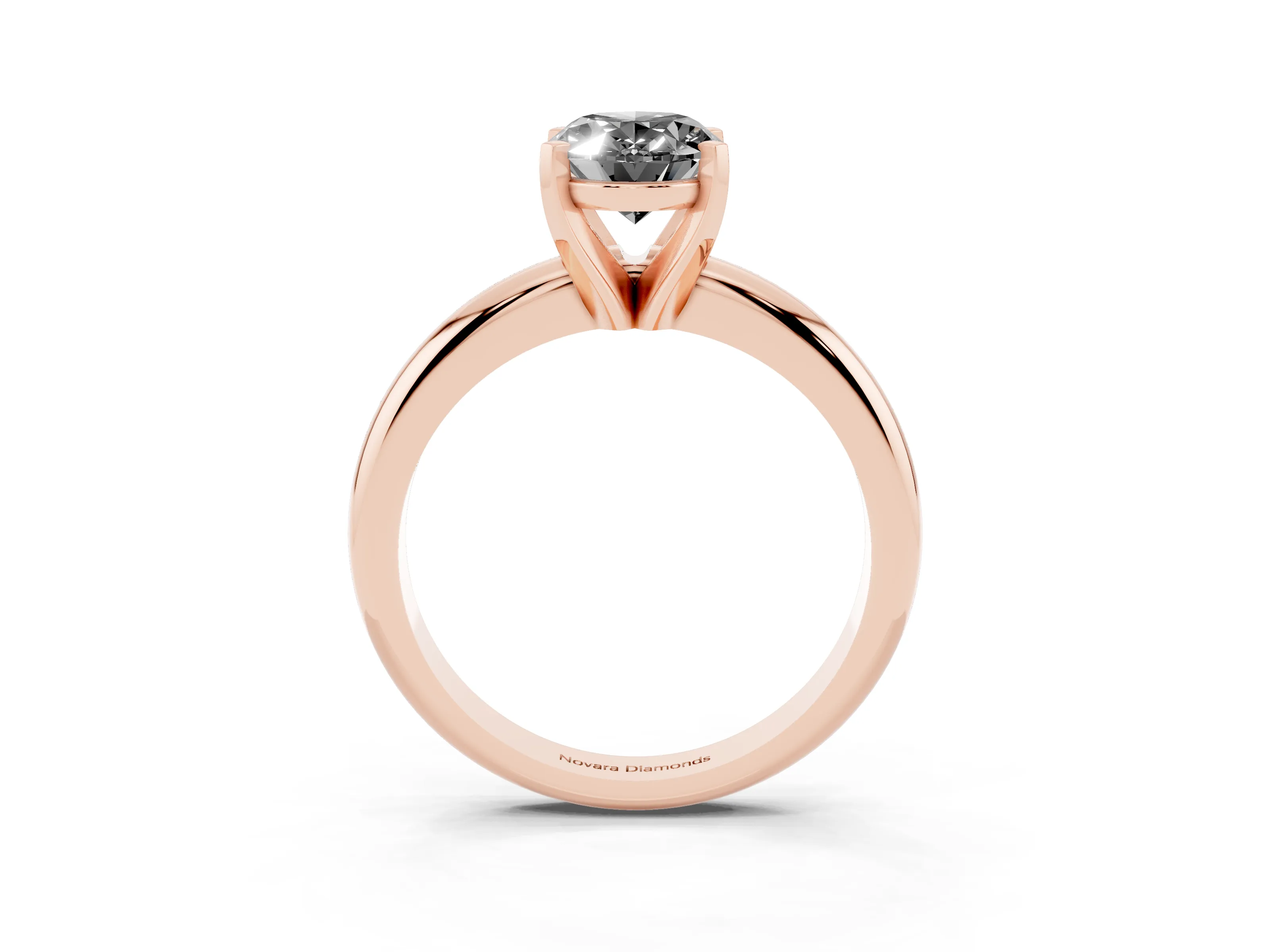 Fancy Black Oval Cut Diamond Solitaire Engagement Ring Set in Rose gold with Round Band and Prong Setting