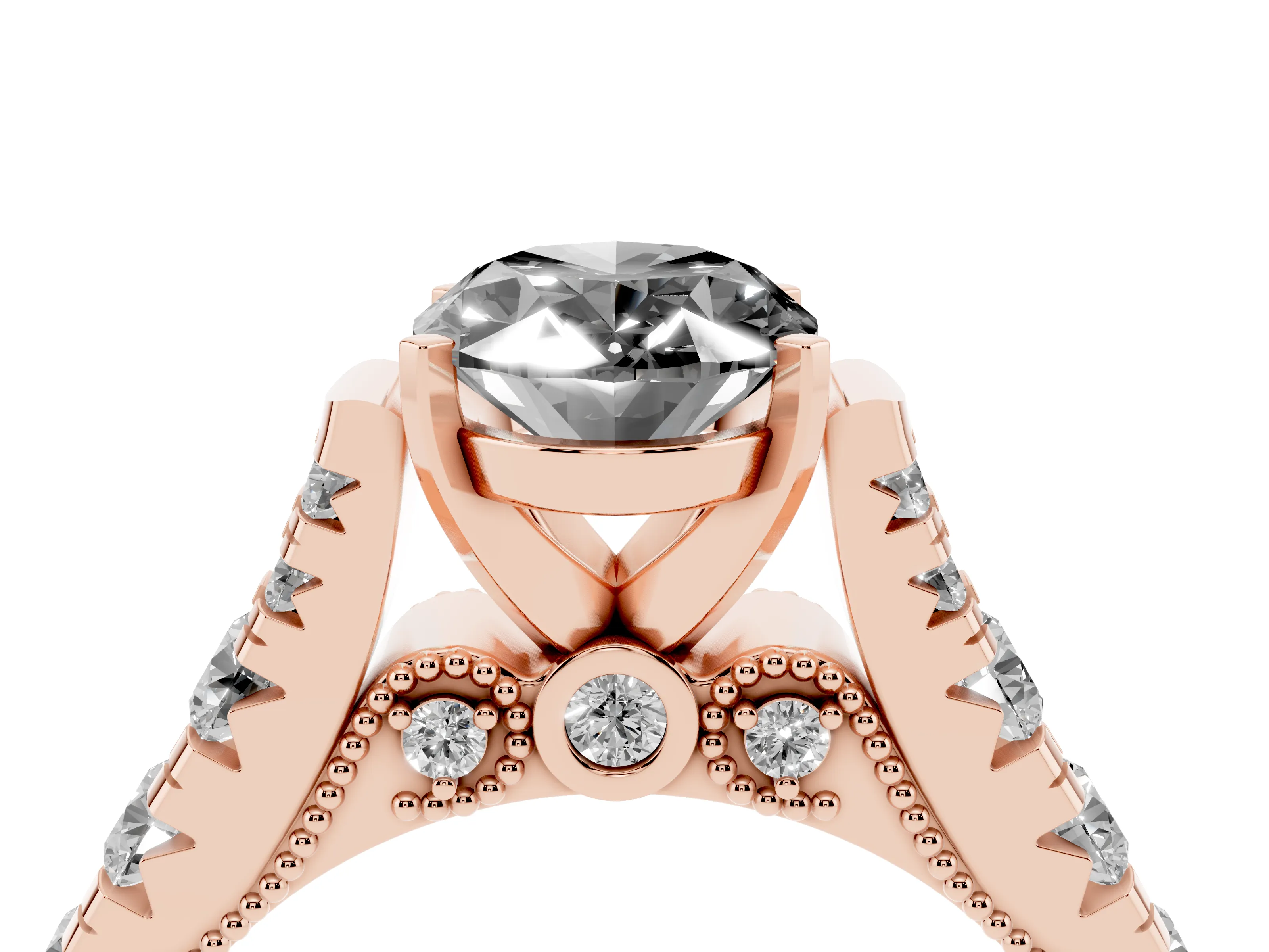 Fancy Black Oval Cut Diamond Classic Solitaire Ring Set in Rose gold with Pavé Band and Prong Setting