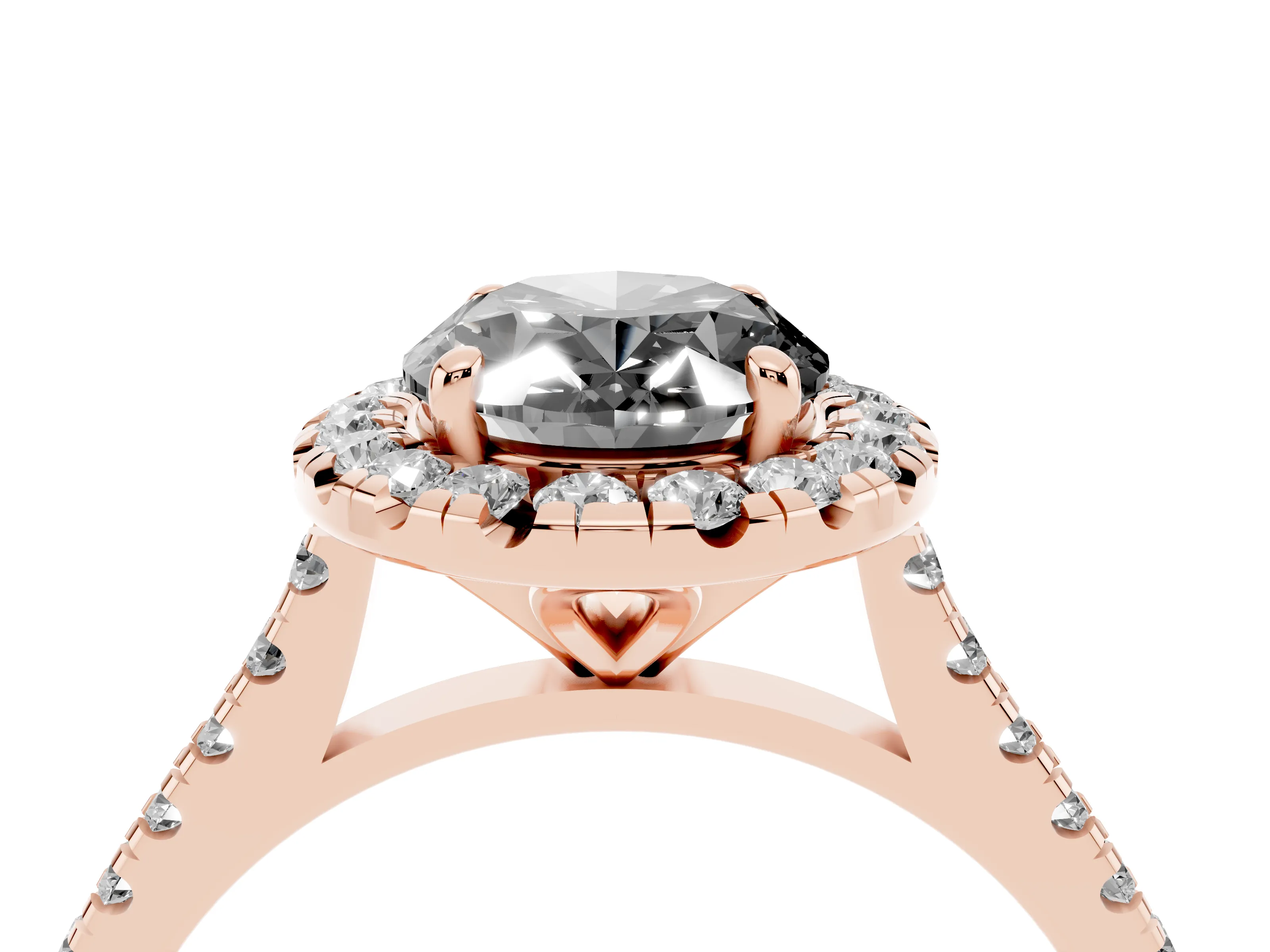 Fancy Black Oval Cut Diamond Cushion Halo Ring Set in Rose gold with Pavé Band
