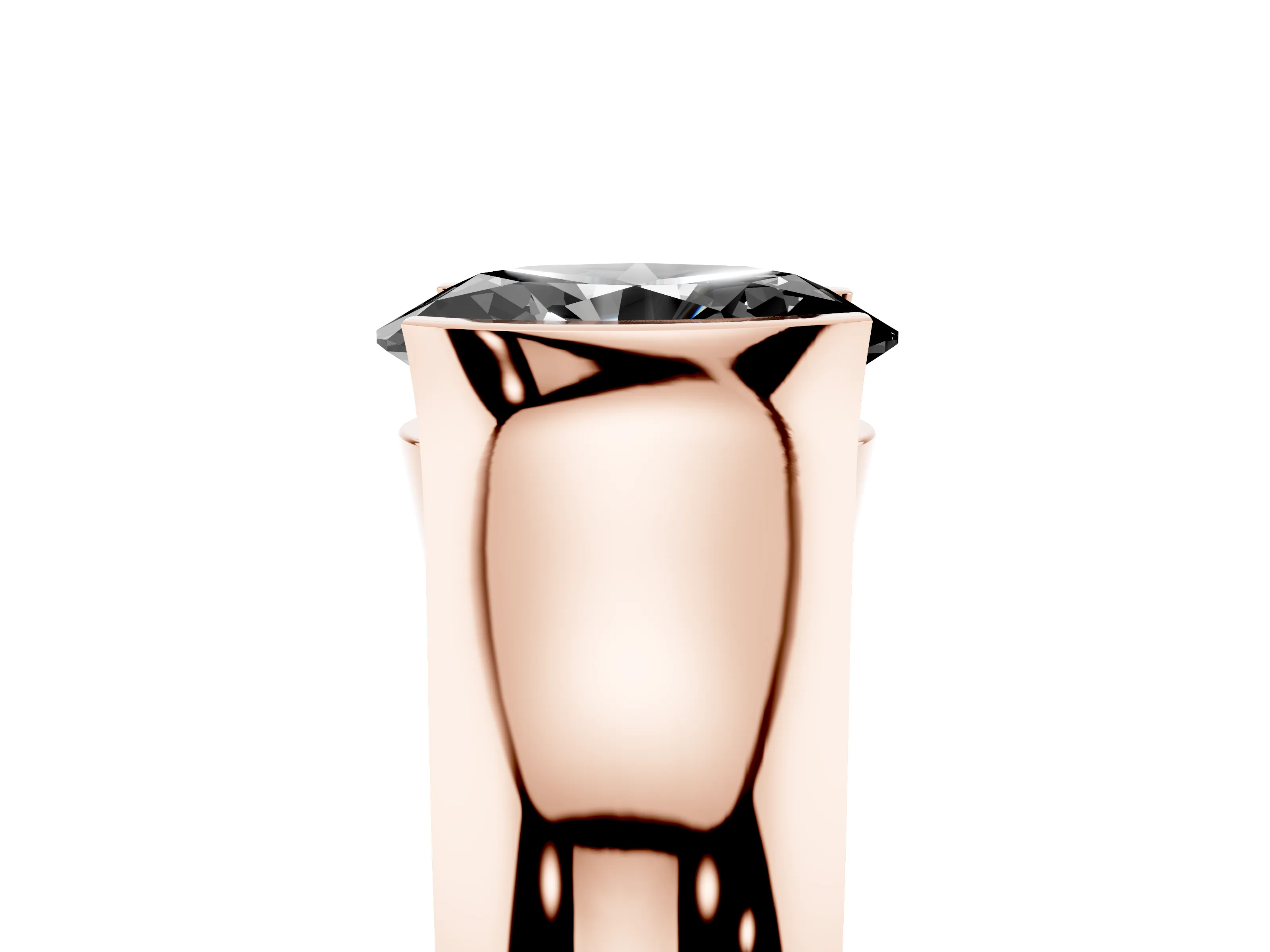 Fancy Black Oval Cut Diamond Bezel Solitaire Ring Set in Rose gold with Wide Band