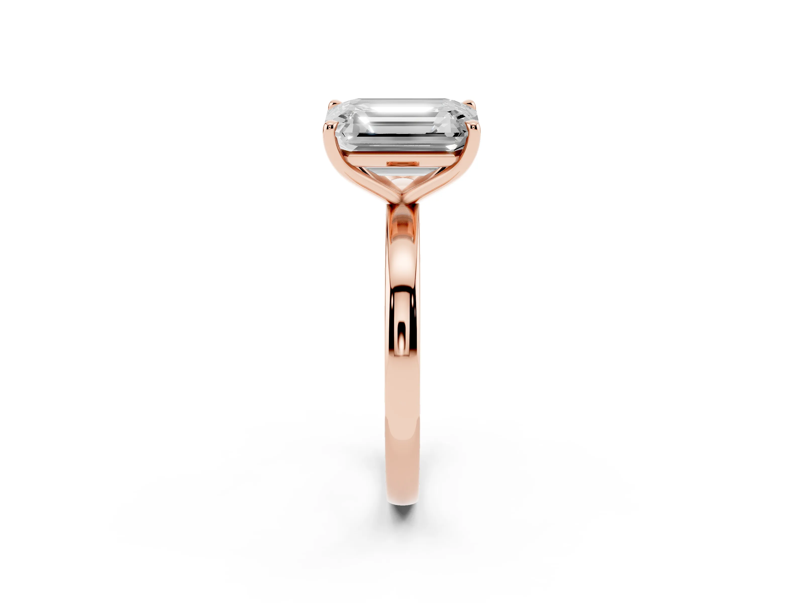 Fancy Blue Oval Cut and Emerald Cut Toi Moi Ring Set in Rose gold with Prong Setting