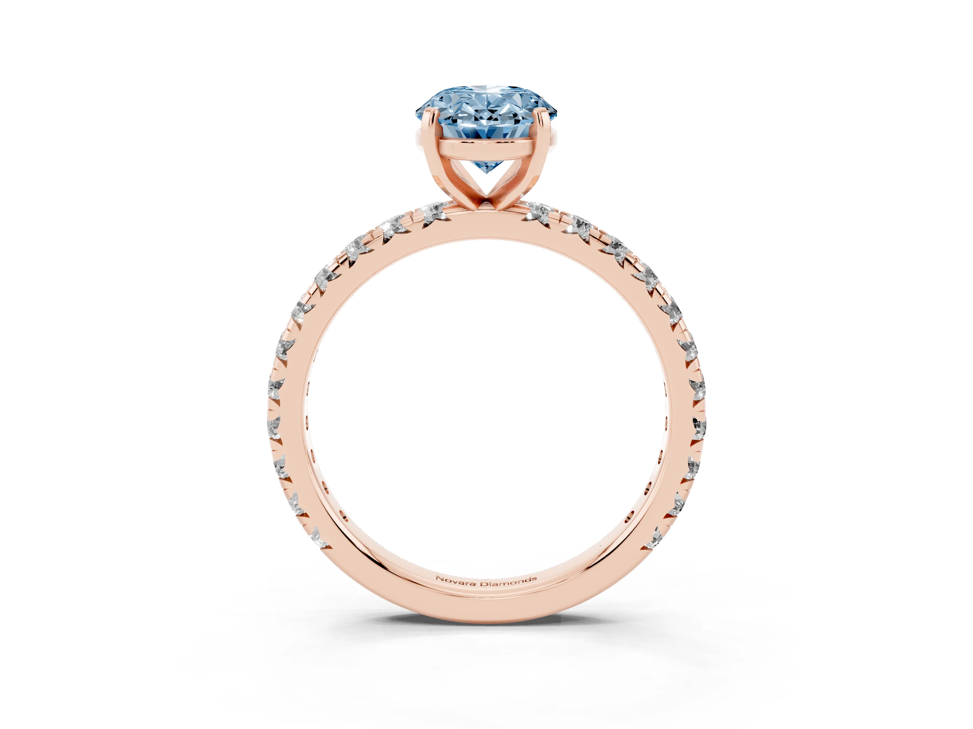 Oval Pavé Engagement Ring Setting for a Fancy Blue Lab-Grown Diamond | Rose Gold