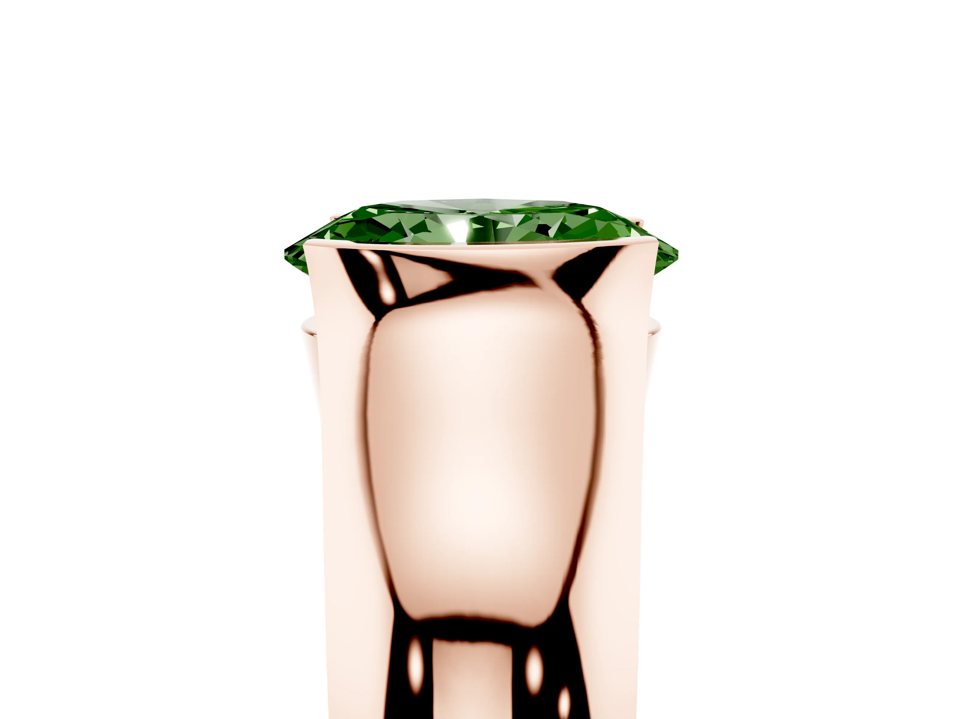 Fancy Green Oval Cut Diamond Bezel Solitaire Ring Set in Rose gold with Wide Band