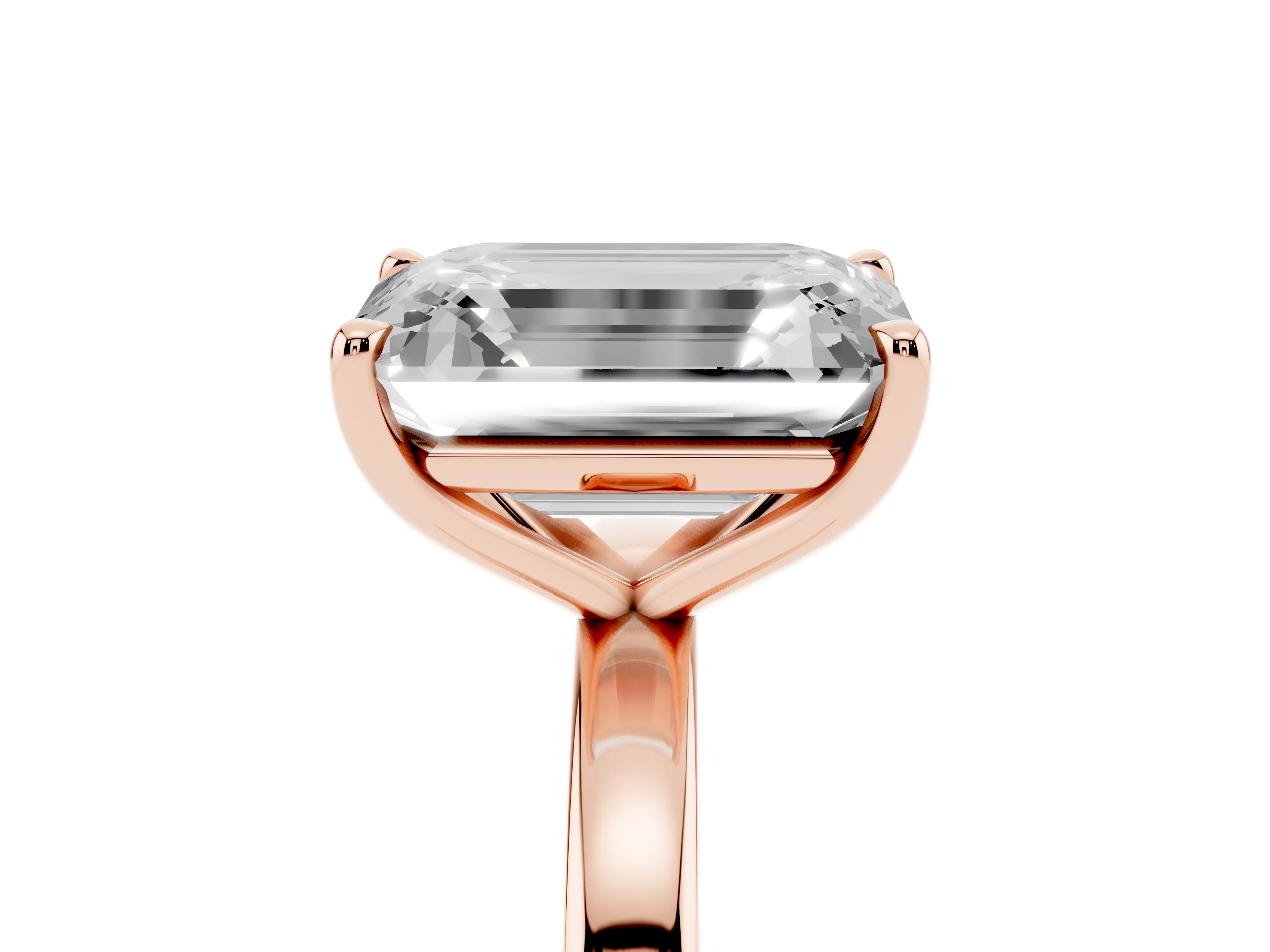 Fancy Green Oval Cut and Emerald Cut Toi Moi Ring Set in Rose gold with Prong Setting
