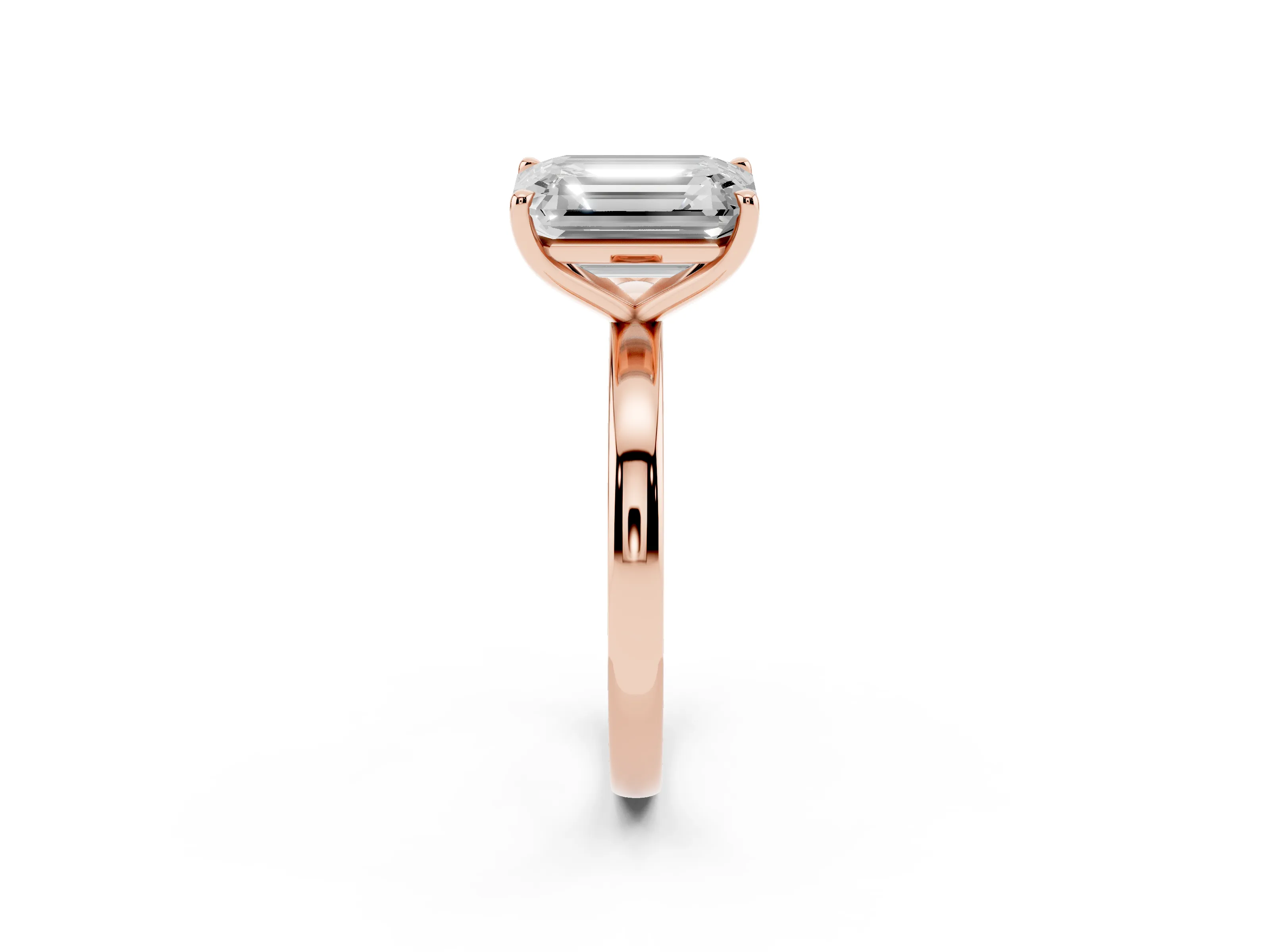 Fancy Pink Oval Cut and Emerald Cut Toi Moi Ring Set in Rose gold with Prong Setting