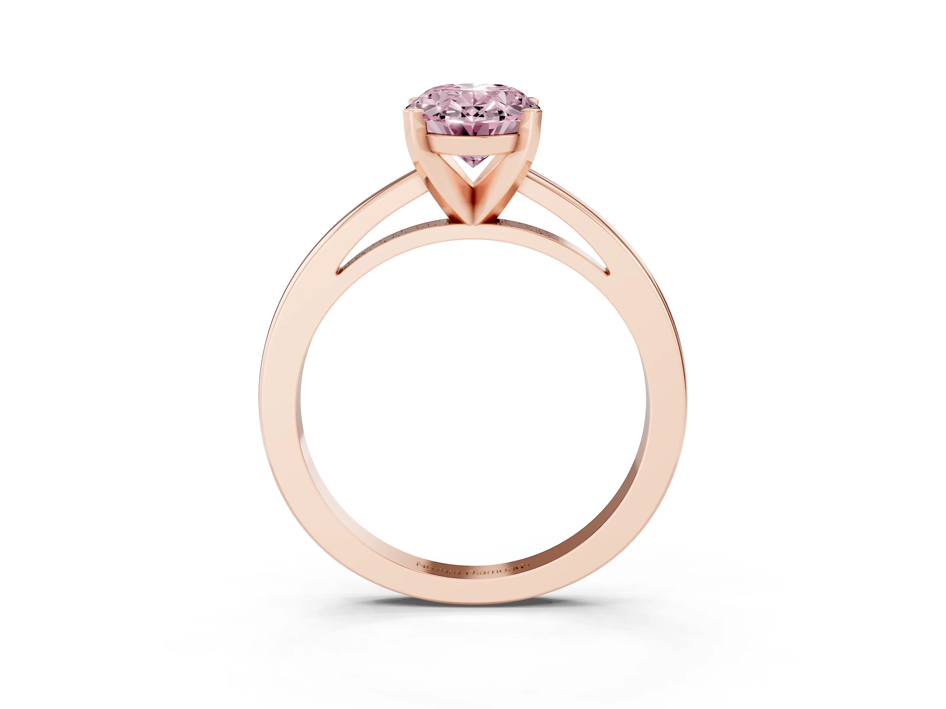 Fancy Pink Oval Cut Diamond Solitaire Engagement Ring Set in Rose gold with Prong Setting on a Classic Band