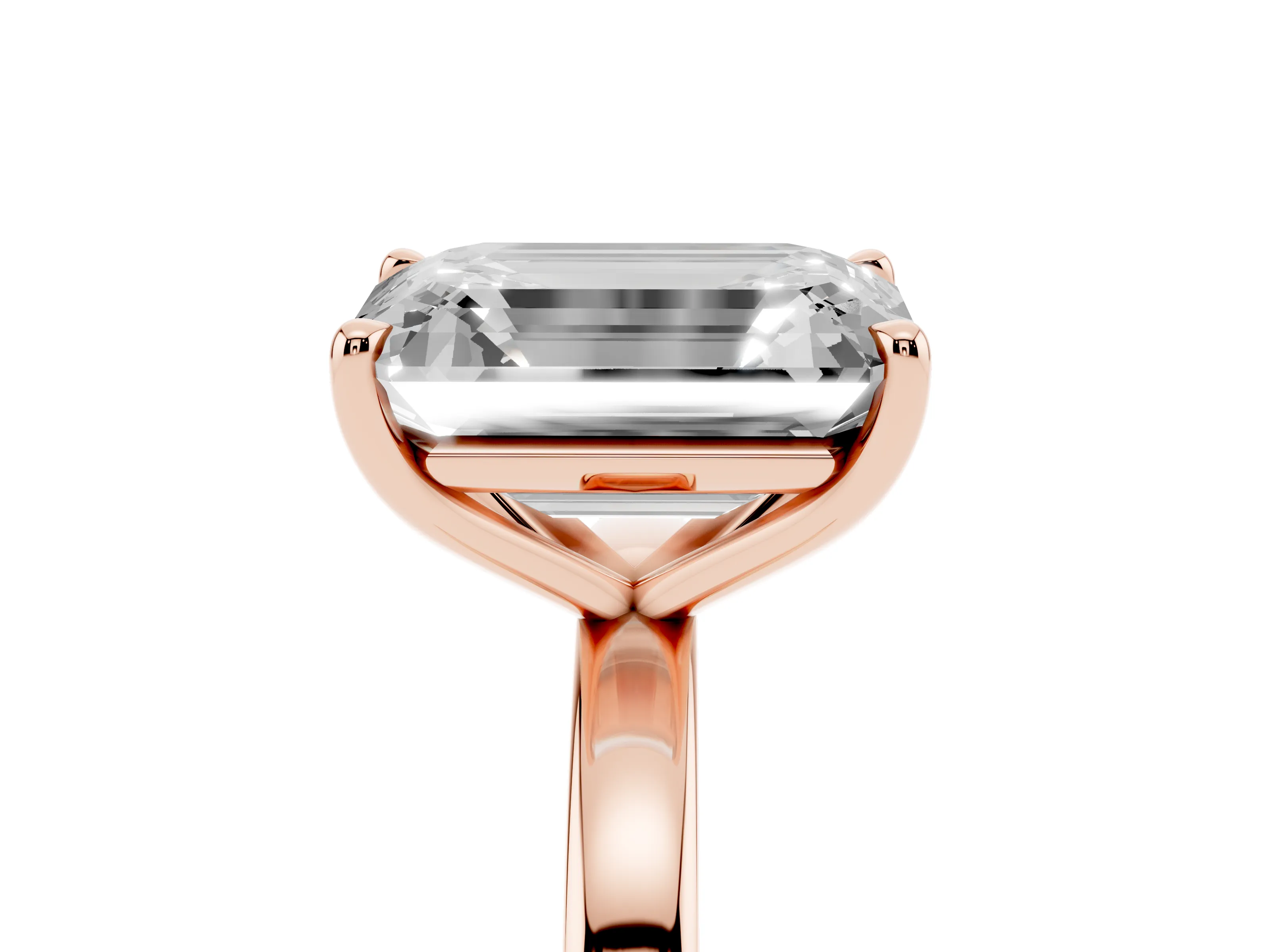 Fancy Pink Oval Cut and Emerald Cut Toi Moi Ring Set in Rose gold with Prong Setting