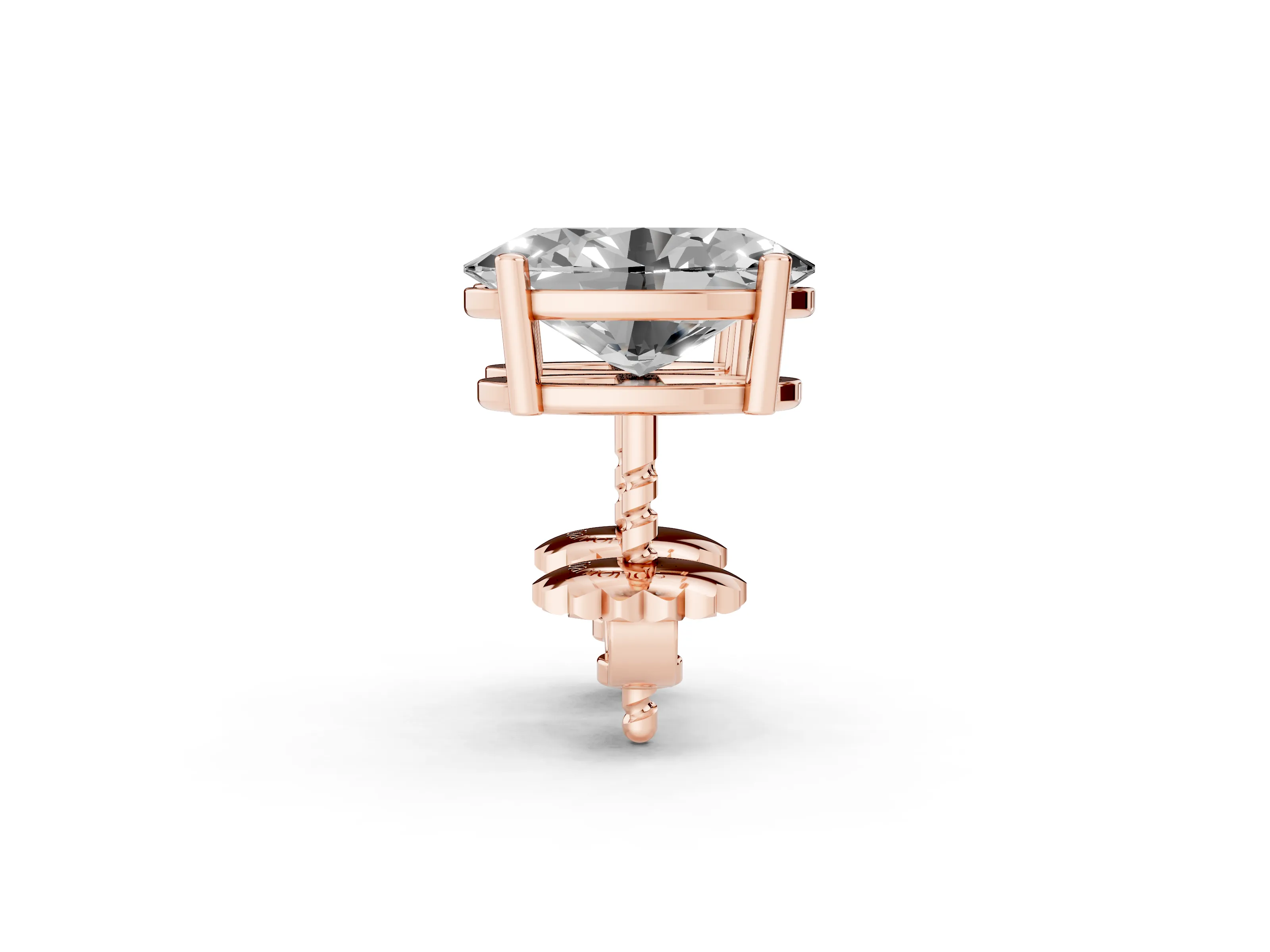 Oval Cut Diamond Solitaire Stud Earrings Set in Rose gold with Basket Setting