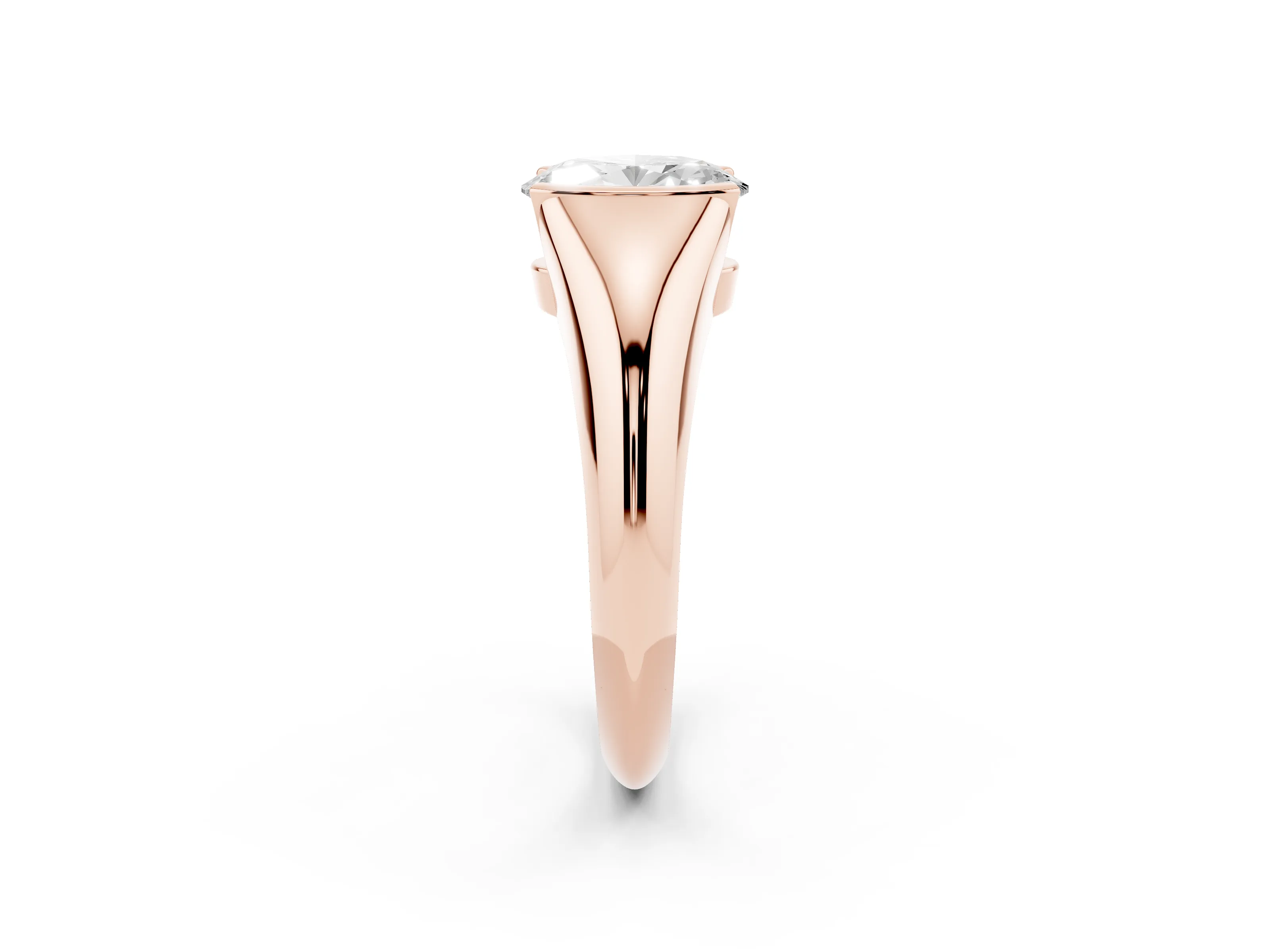 Oval Cut Diamond Solitaire Tension Set Ring Set in Rose gold