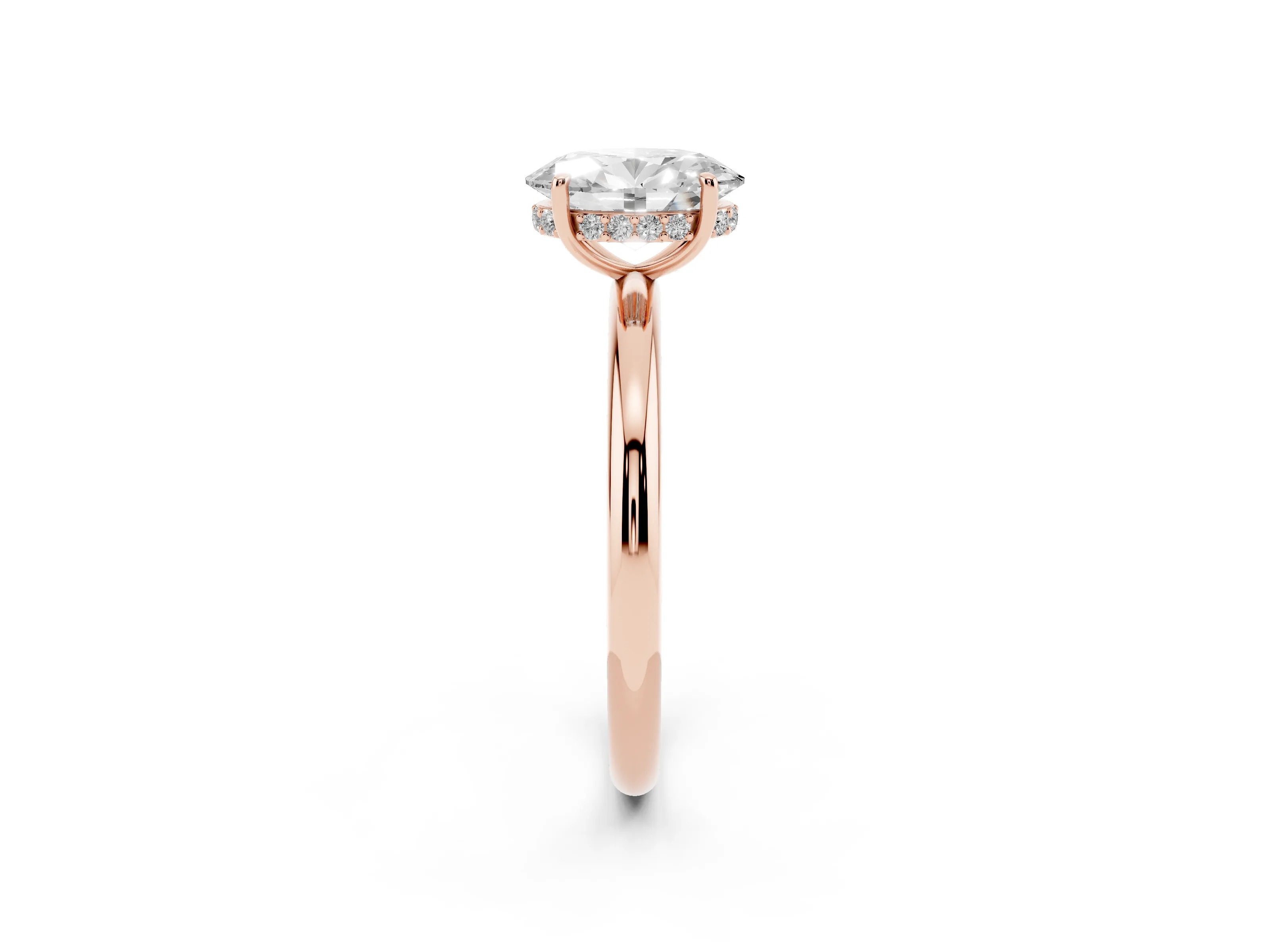 Oval Cut Diamond Solitaire Ring Set in Rose gold with Thin Band and Prong Setting