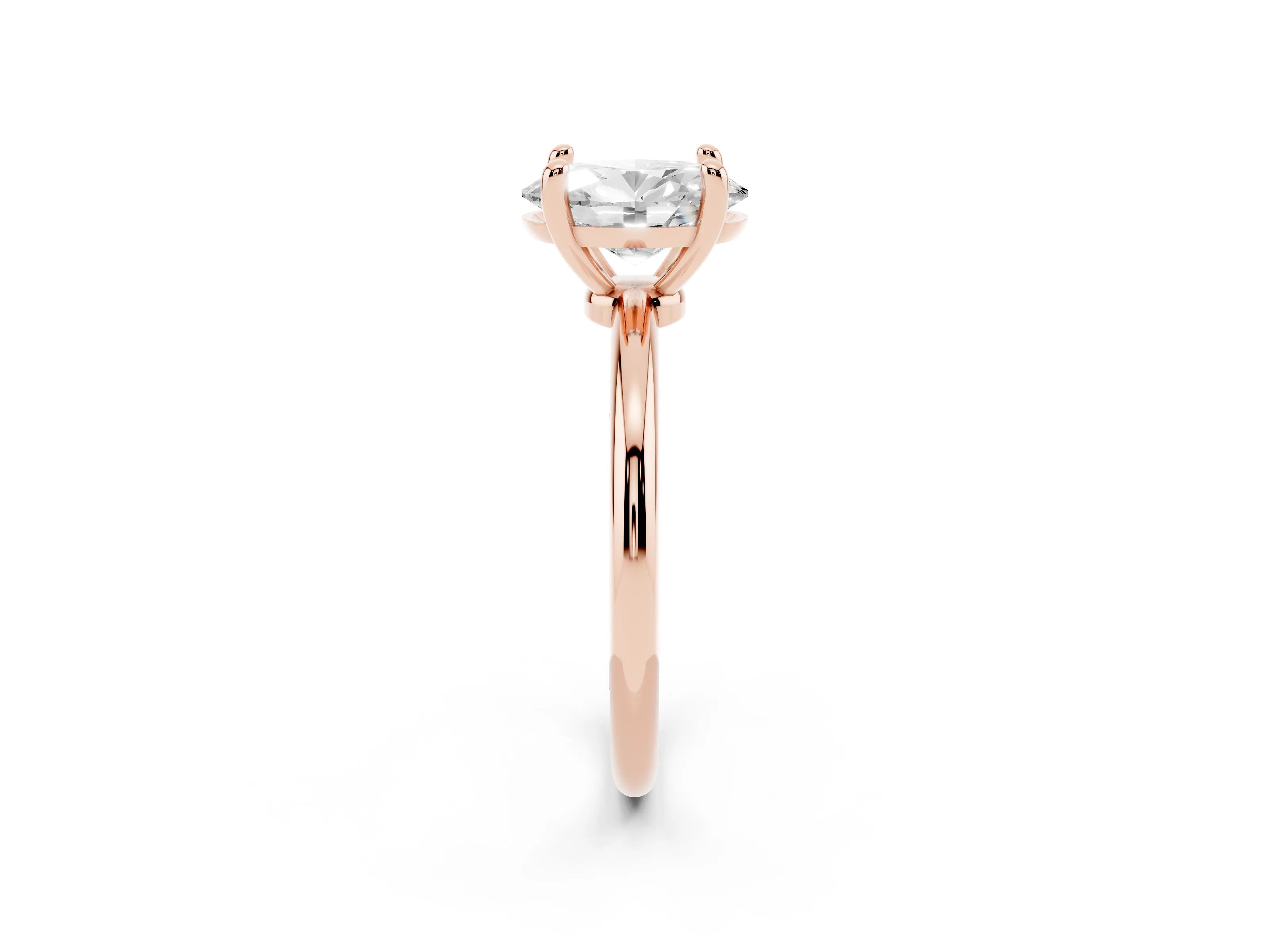 Oval Cut Diamond Solitaire Ring Set in Rose gold with Secure Prong Setting on a Classic Band