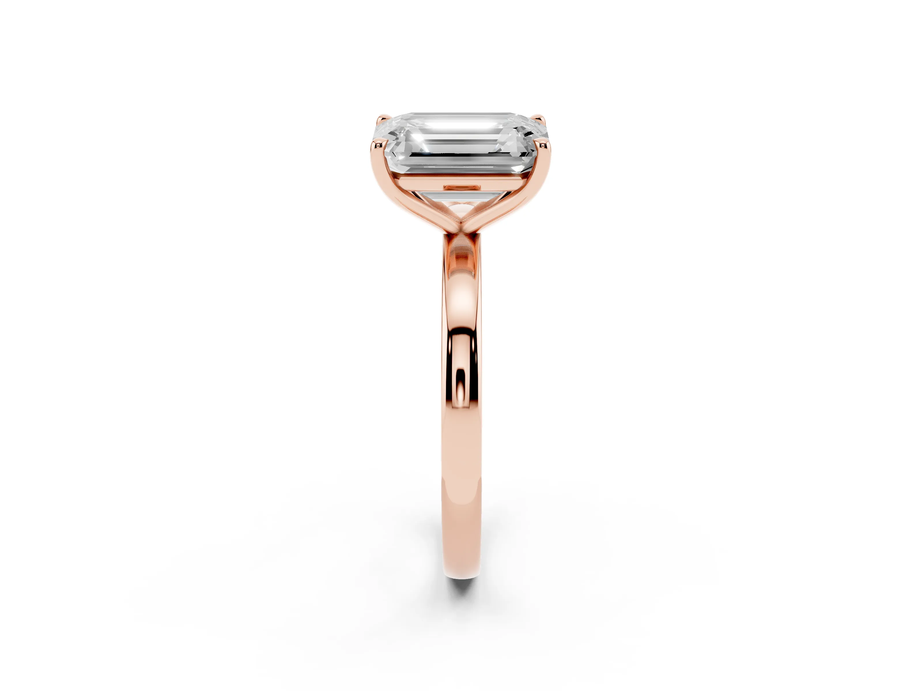 Oval Cut and Emerald Cut Toi Moi Ring Set in Rose gold with Prong Setting