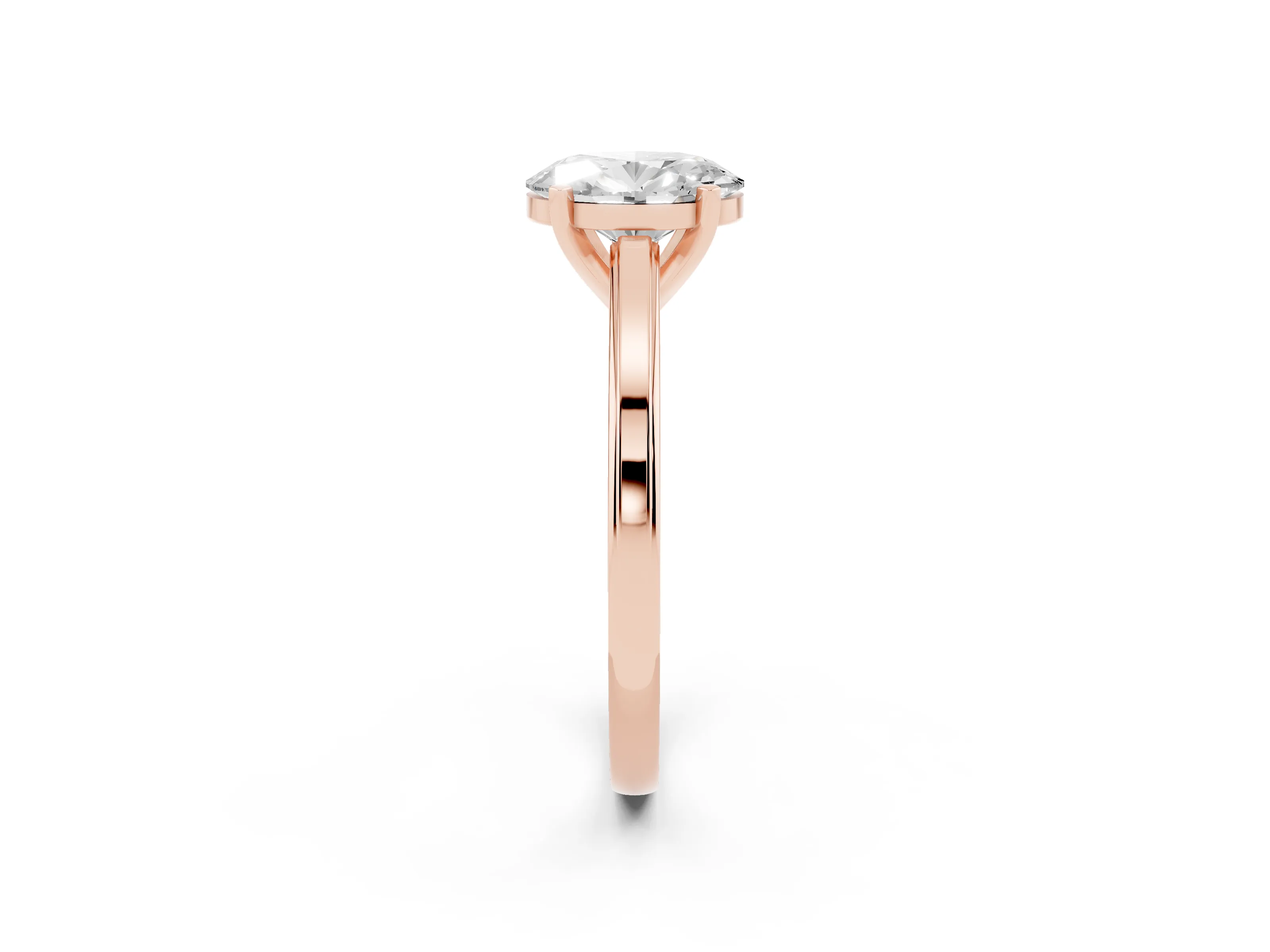 Oval Cut Diamond Solitaire Ring Set in Rose gold with Prong Setting and Classic Band