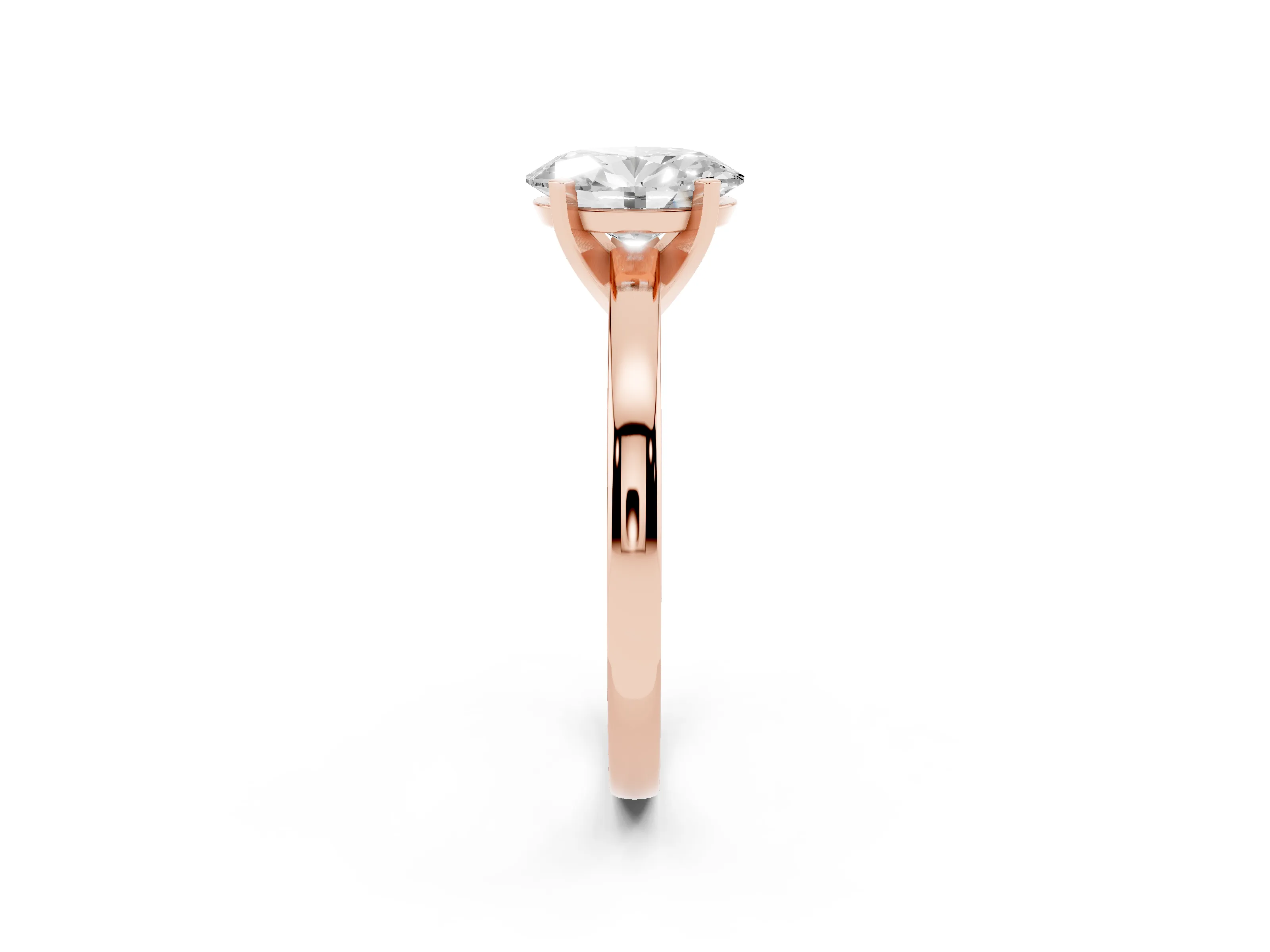 Oval Cut Diamond Solitaire Engagement Ring Set in Rose gold with Prong Setting on a Classic Band