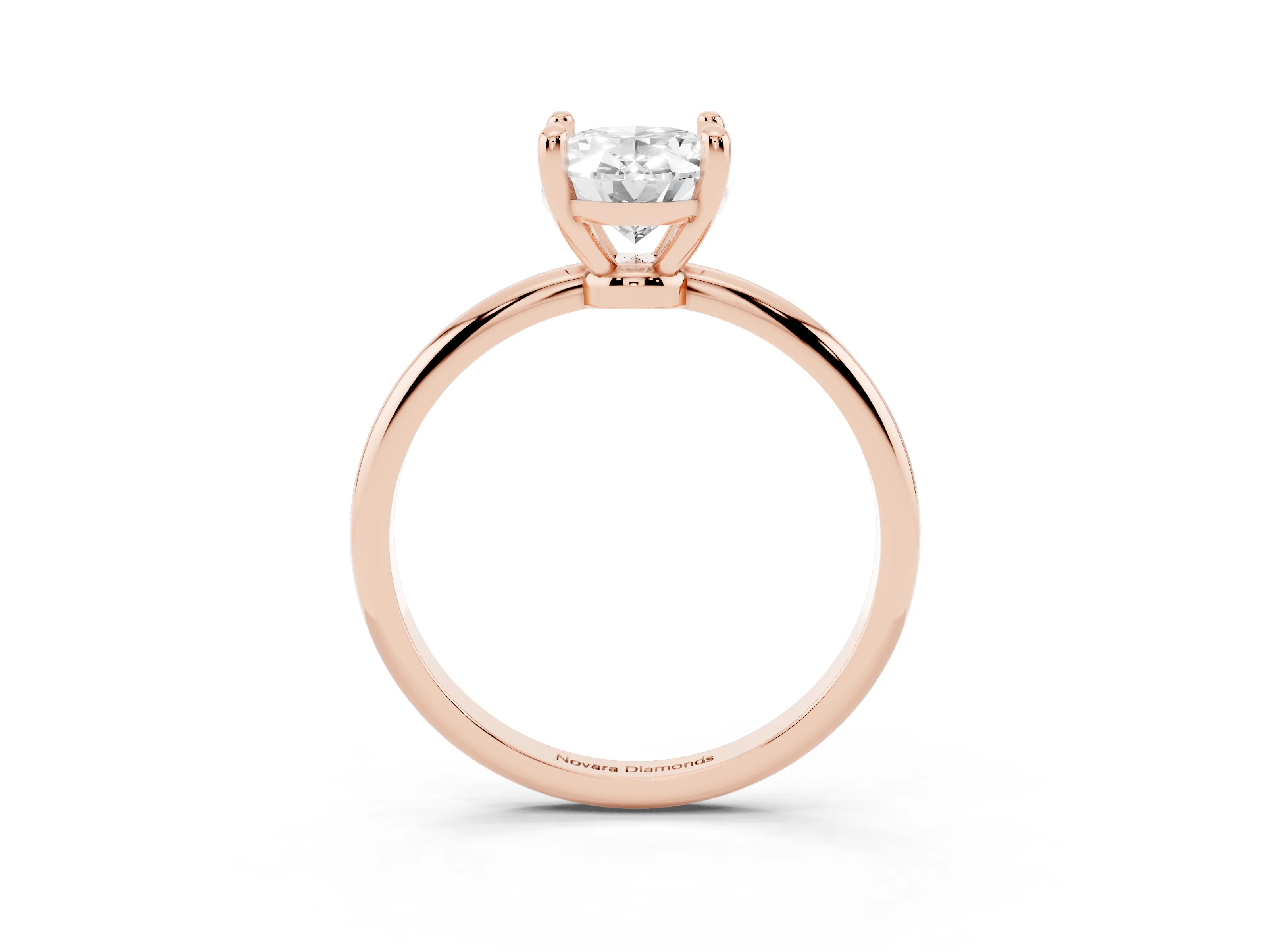 Oval Cut Diamond Solitaire Ring Set in Rose gold with Secure Prong Setting on a Classic Band