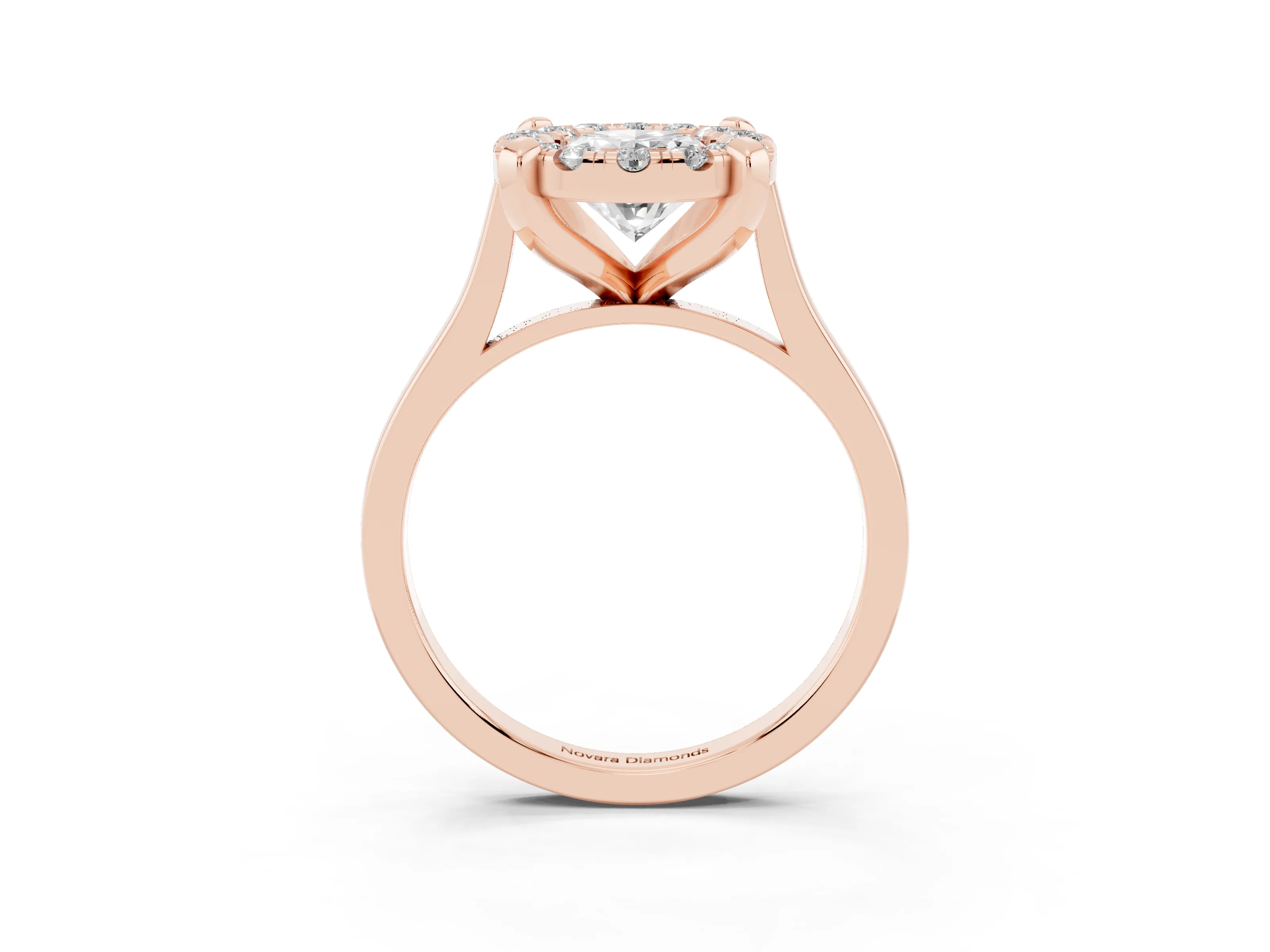 Oval Cut Diamond Cluster Halo Solitaire Ring Set in Rose gold with Prong Setting