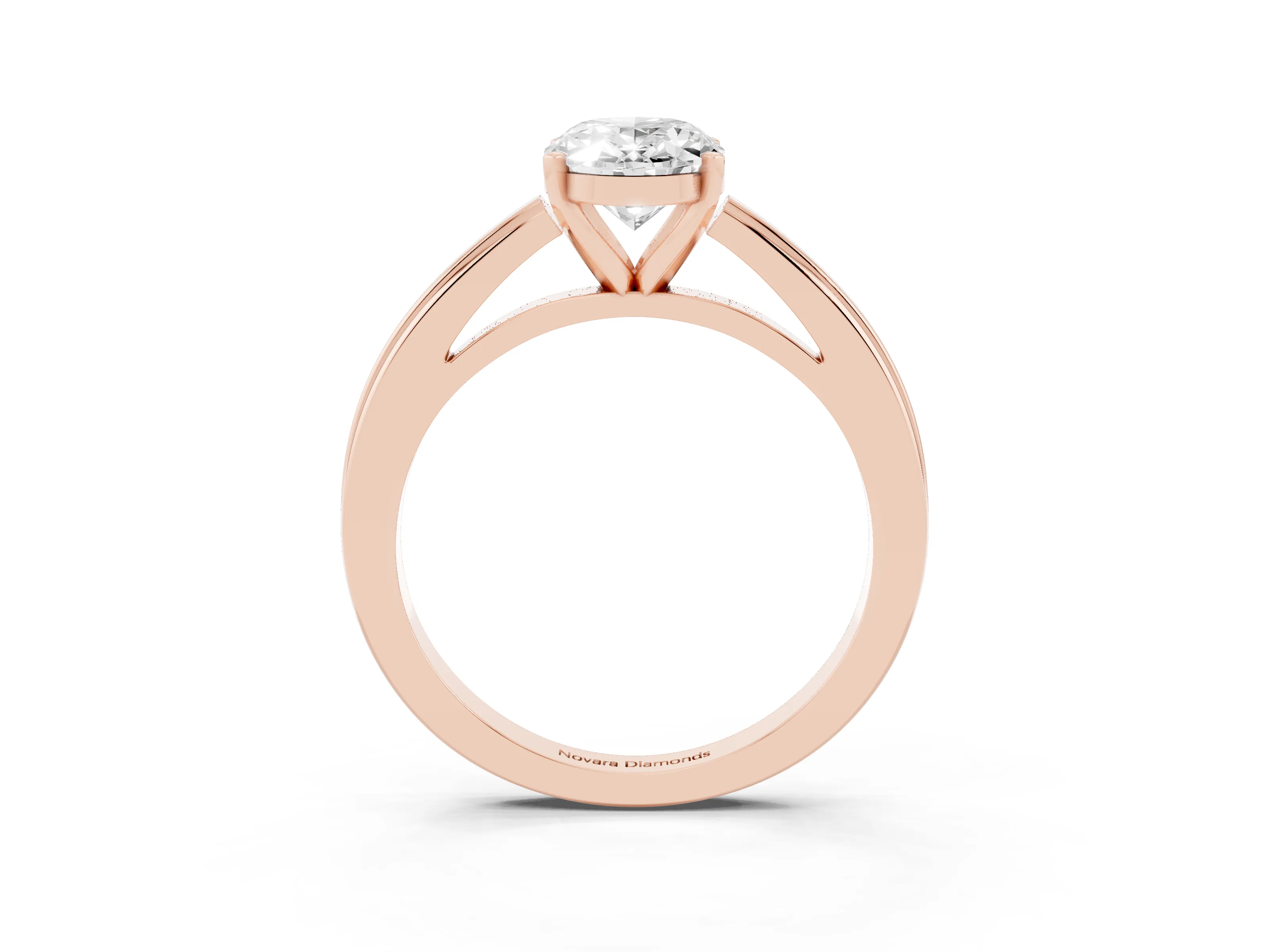 Oval Cut Diamond Solitaire Ring Set in Rose gold with Prong Setting and Classic Band