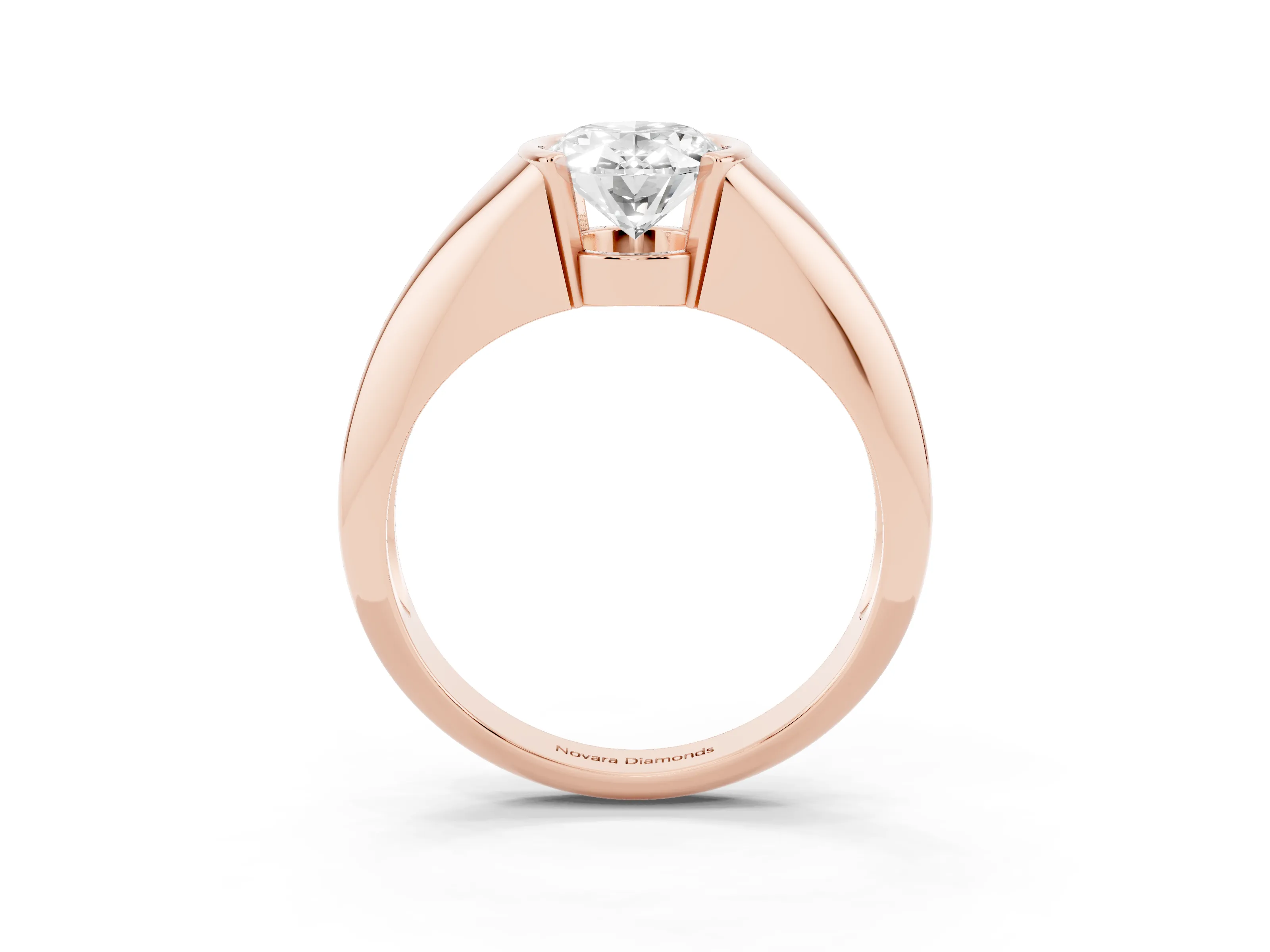 Oval Cut Diamond Solitaire Tension Set Ring Set in Rose gold
