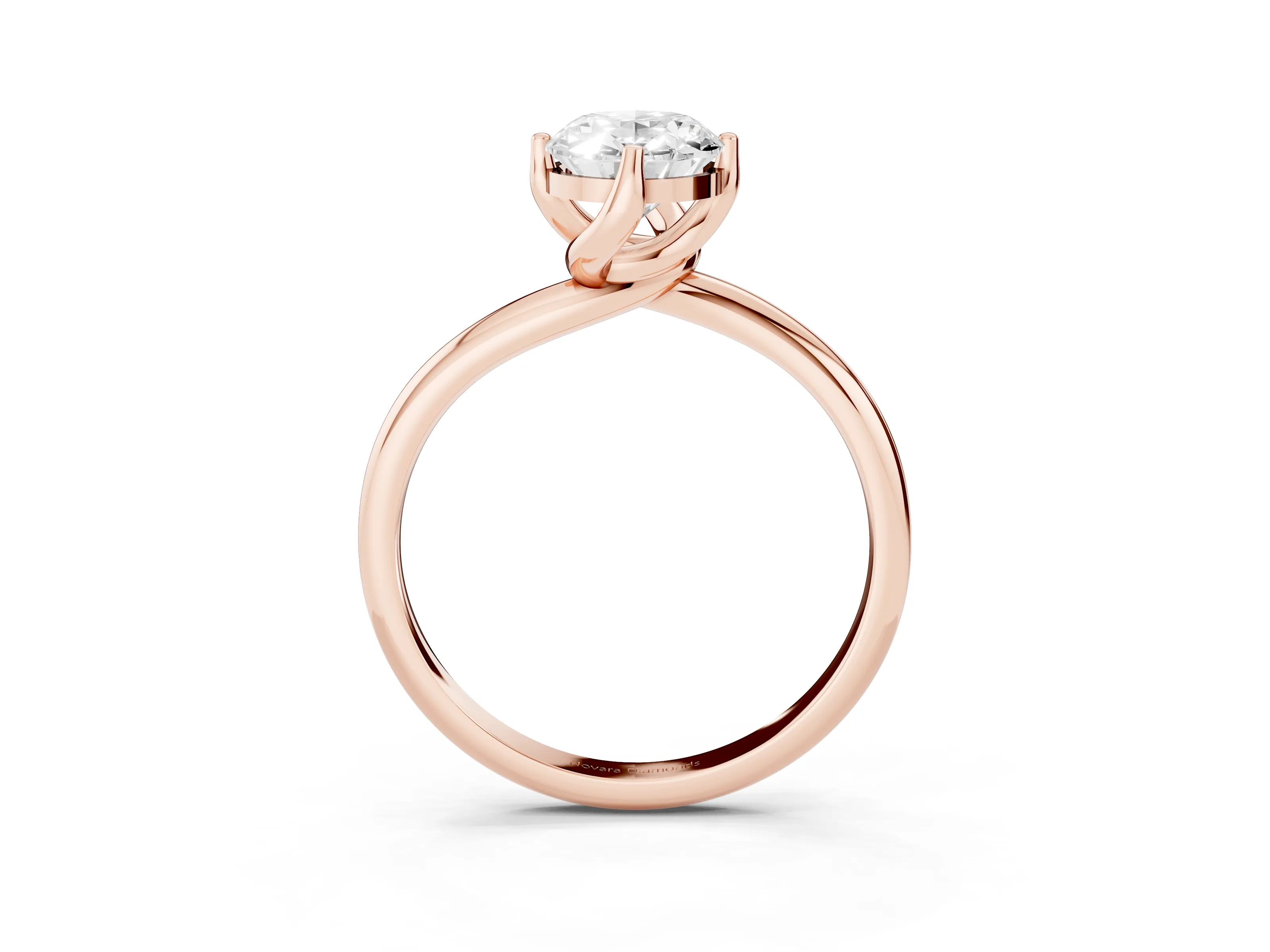 Oval Cut Diamond Solitaire Engagement Ring Set in Rose gold with Classic Plain Band