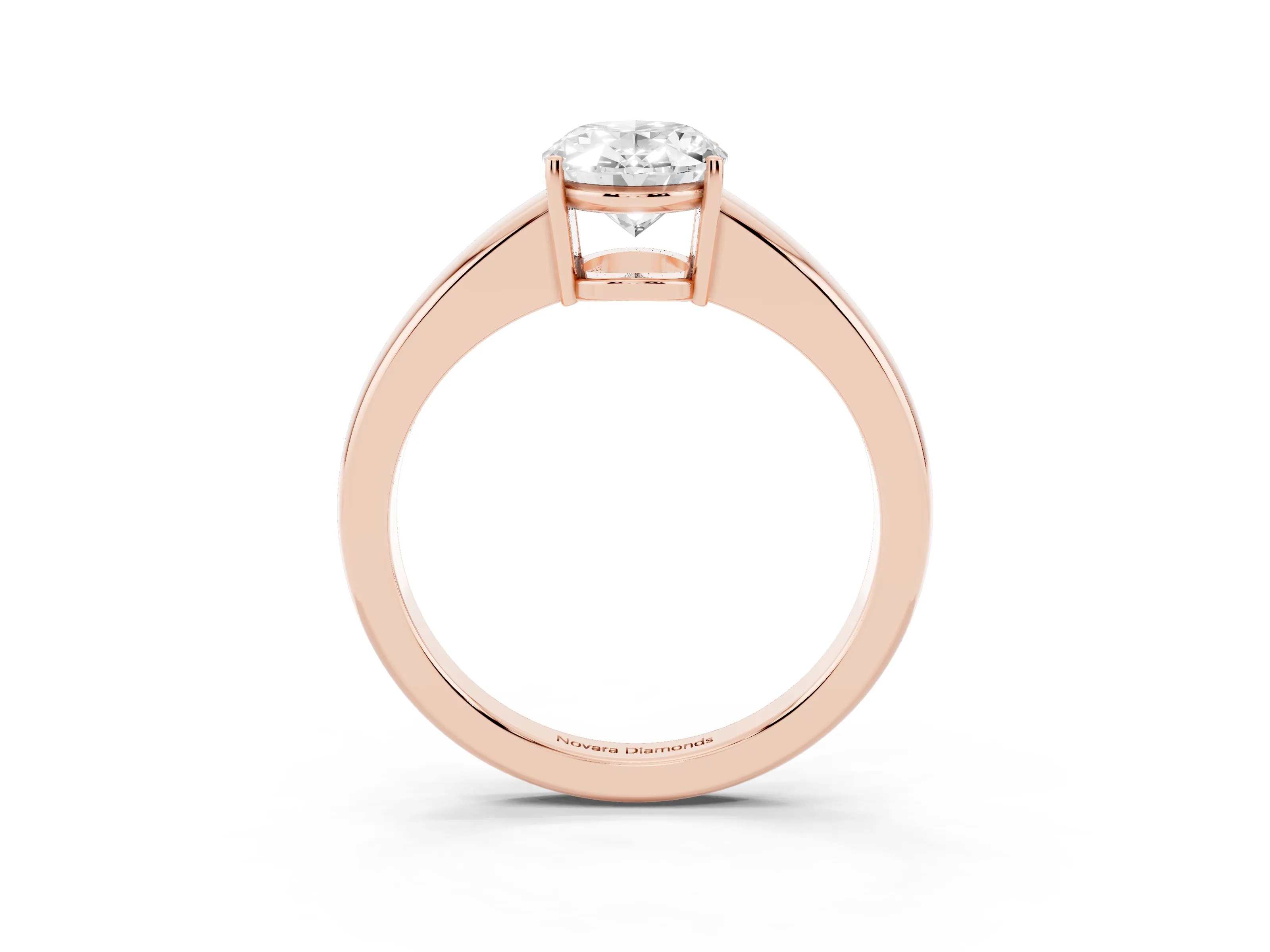 Oval Cut Diamond Solitaire Ring Set in Rose gold with Tapered Band and Prong Setting