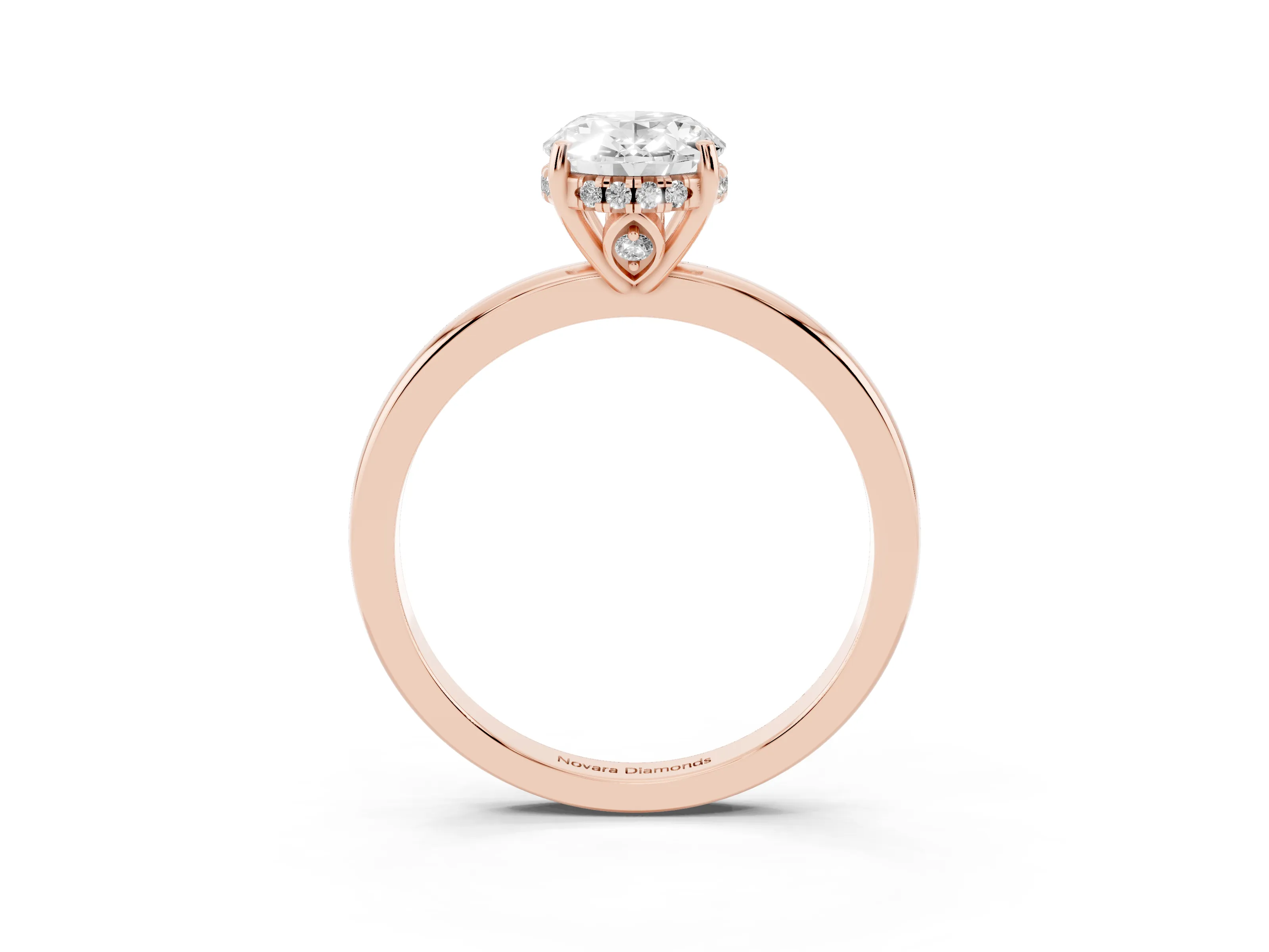 Oval Cut Diamond Solitaire Ring Set in Rose gold with Plain Band and Prong Setting