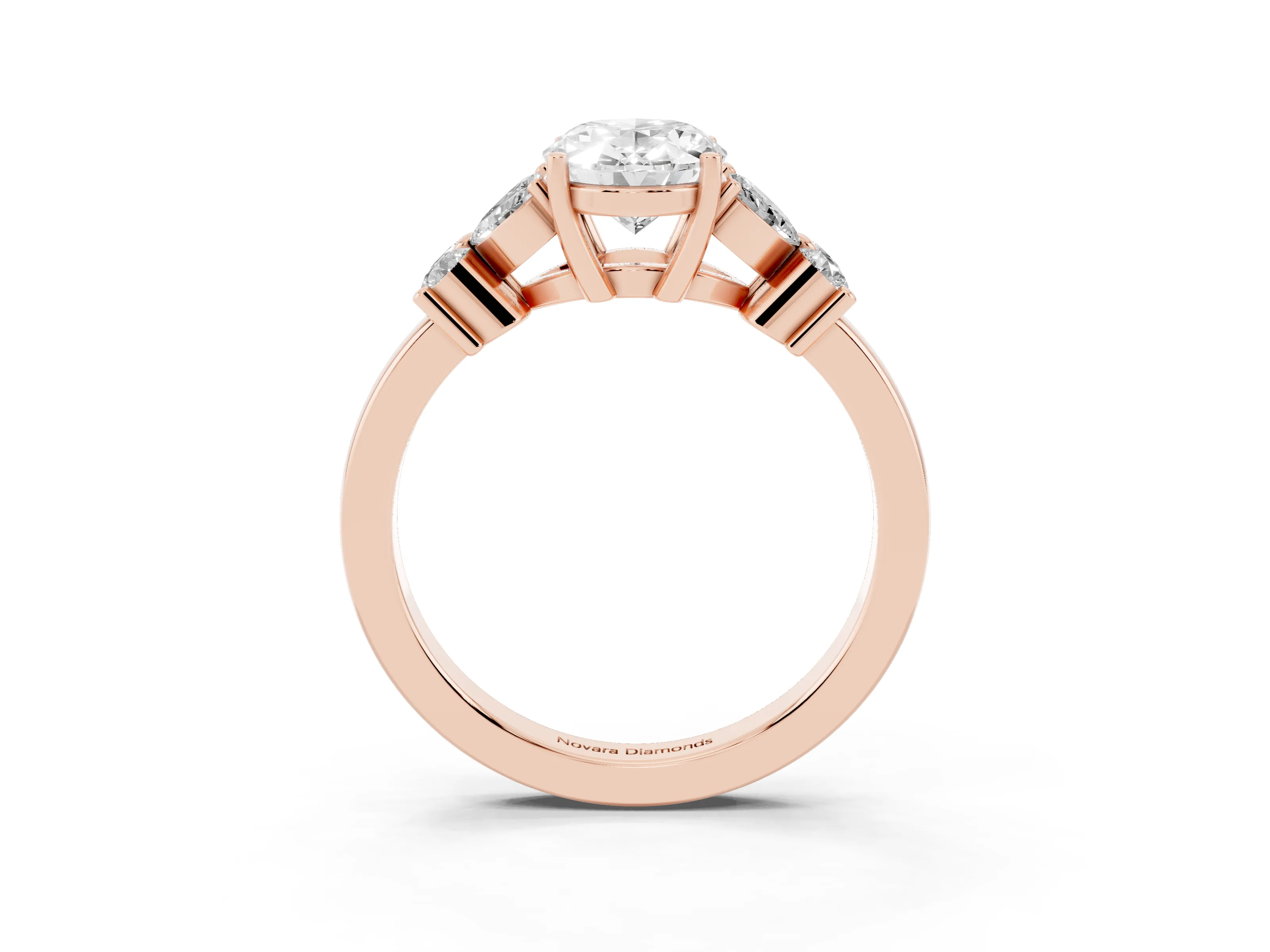Oval Cut Diamond Floral Cluster Ring Set in Rose gold with Marquise Petals and Prong Setting