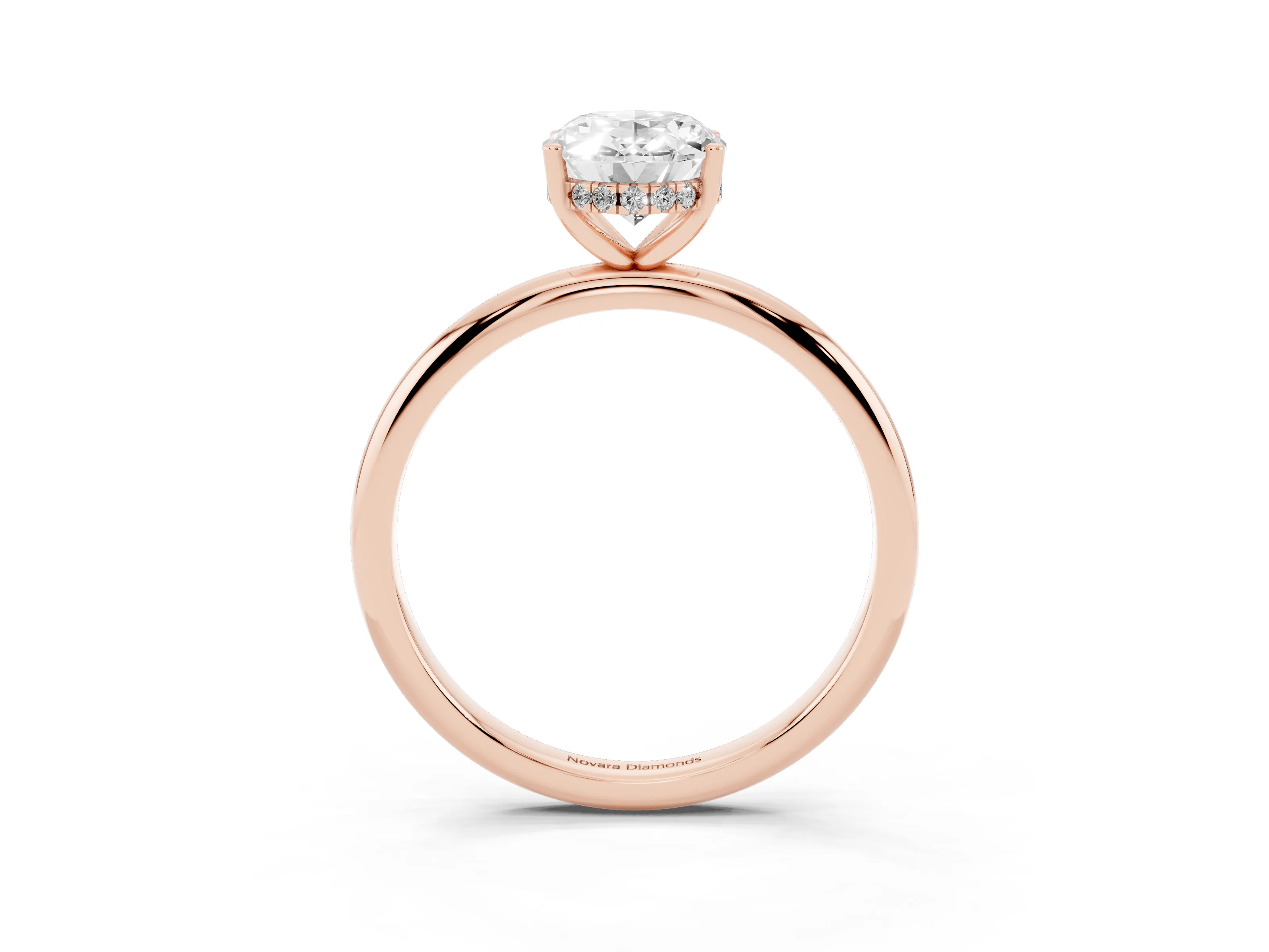 Oval Cut Diamond Solitaire Engagement Ring Set in Rose gold with Prong Setting and Polished Band