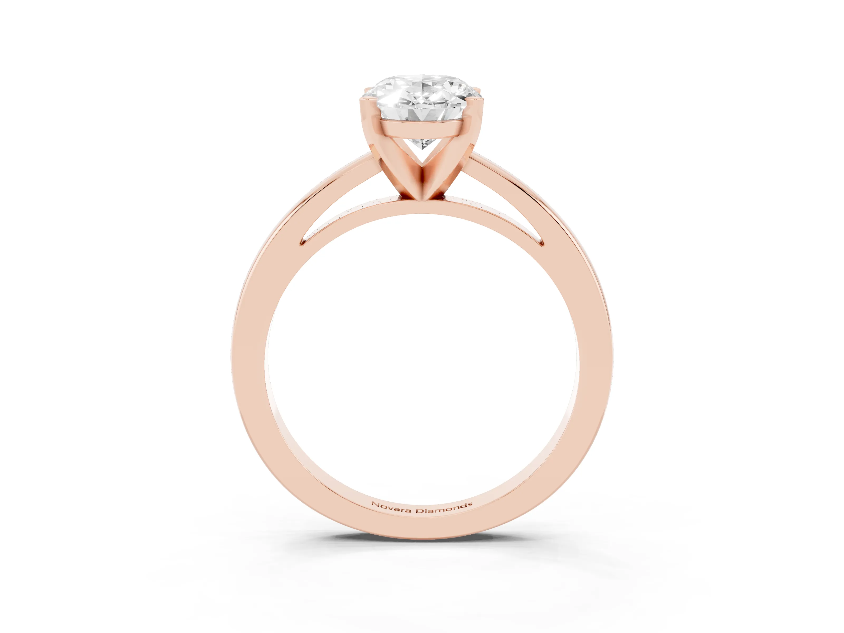 Oval Cut Diamond Solitaire Engagement Ring Set in Rose gold with Prong Setting on a Classic Band