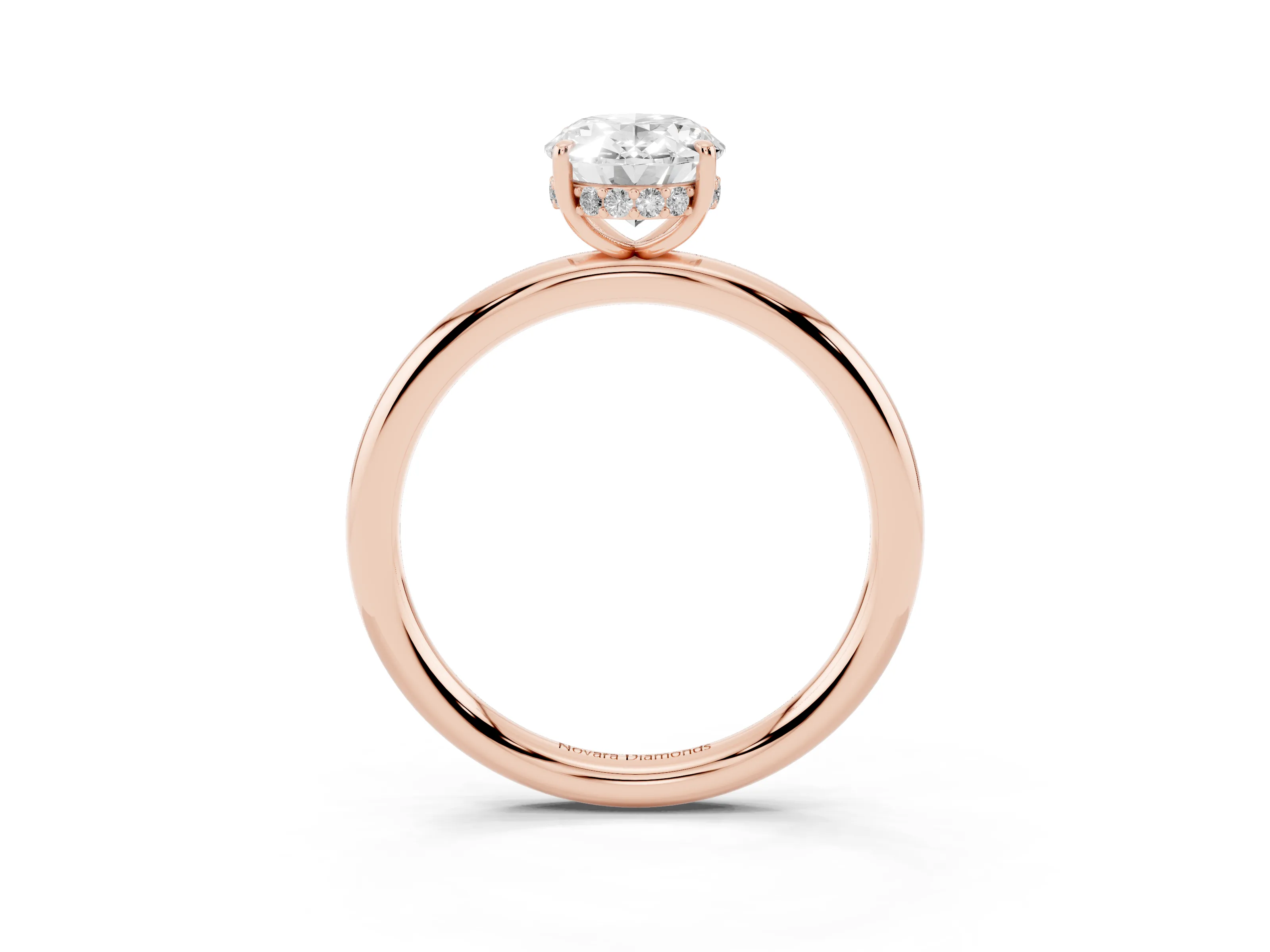 Oval Cut Diamond Solitaire Ring Set in Rose gold with Thin Band and Prong Setting