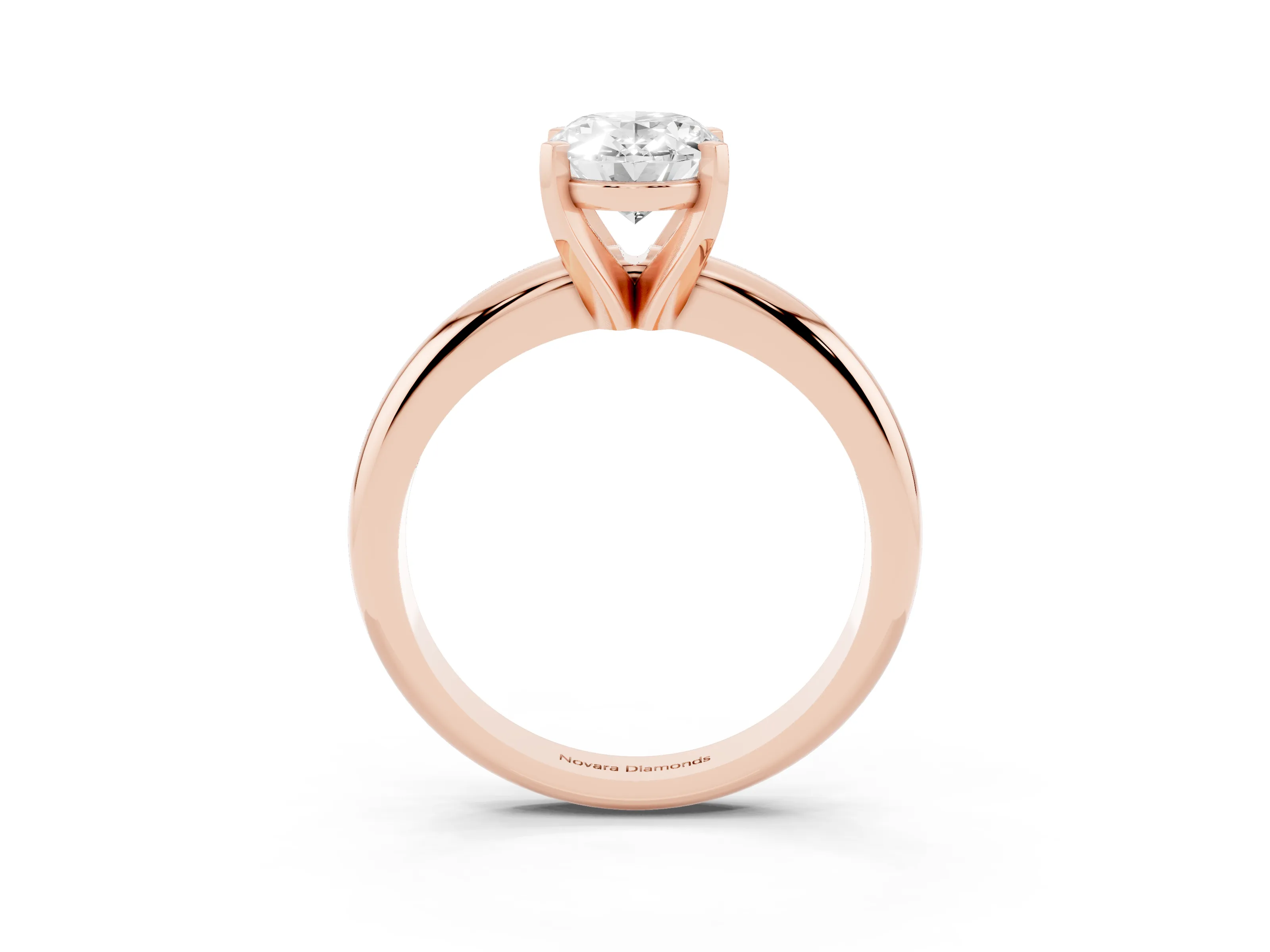 Oval Cut Diamond Solitaire Engagement Ring Set in Rose gold with Round Band and Prong Setting