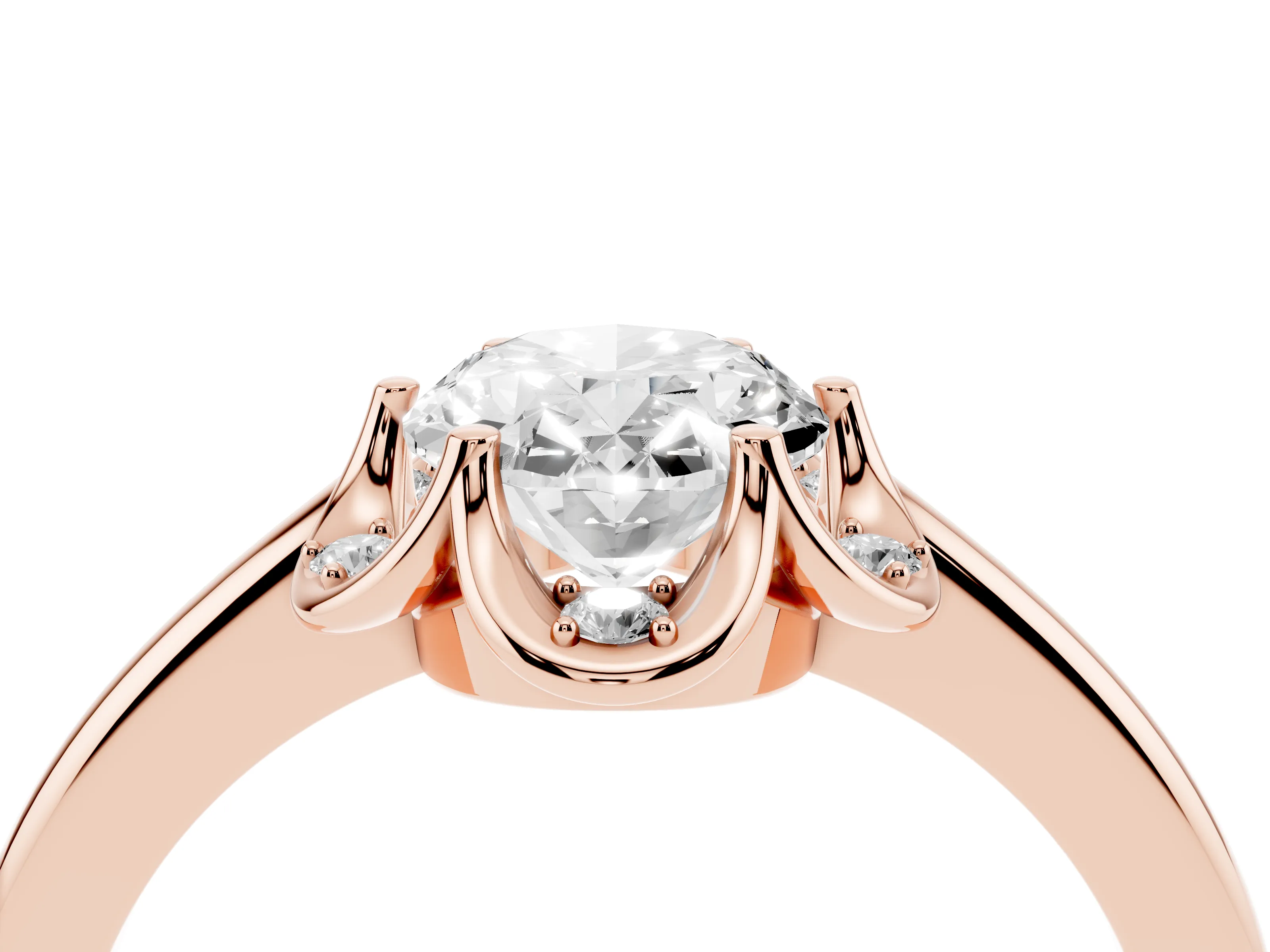 Oval Cut Diamond Round Cluster Halo Ring Set in Rose gold with Solitaire Band and Prong Setting