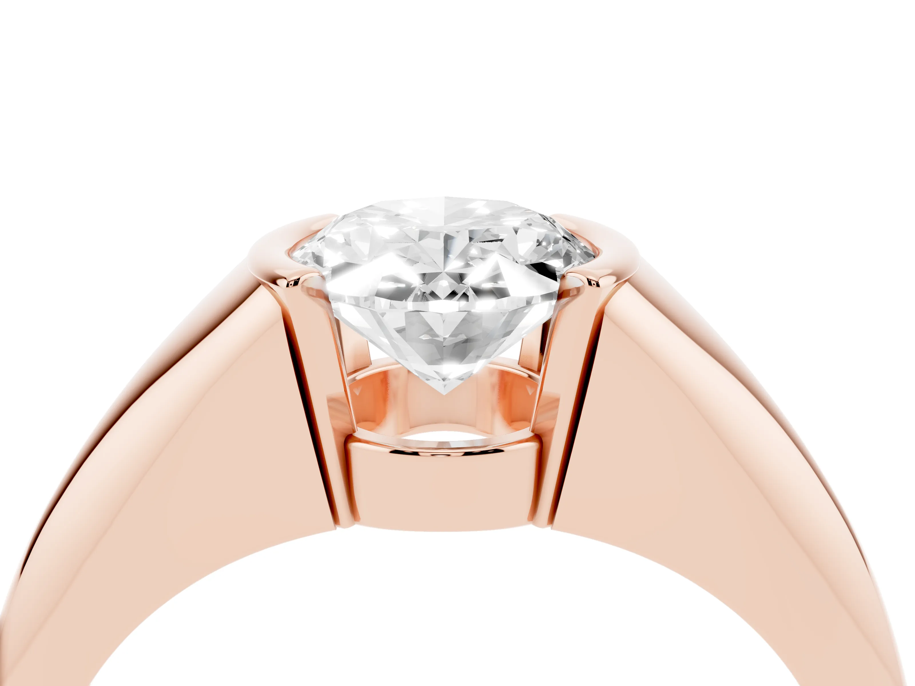 Oval Cut Diamond Solitaire Tension Set Ring Set in Rose gold
