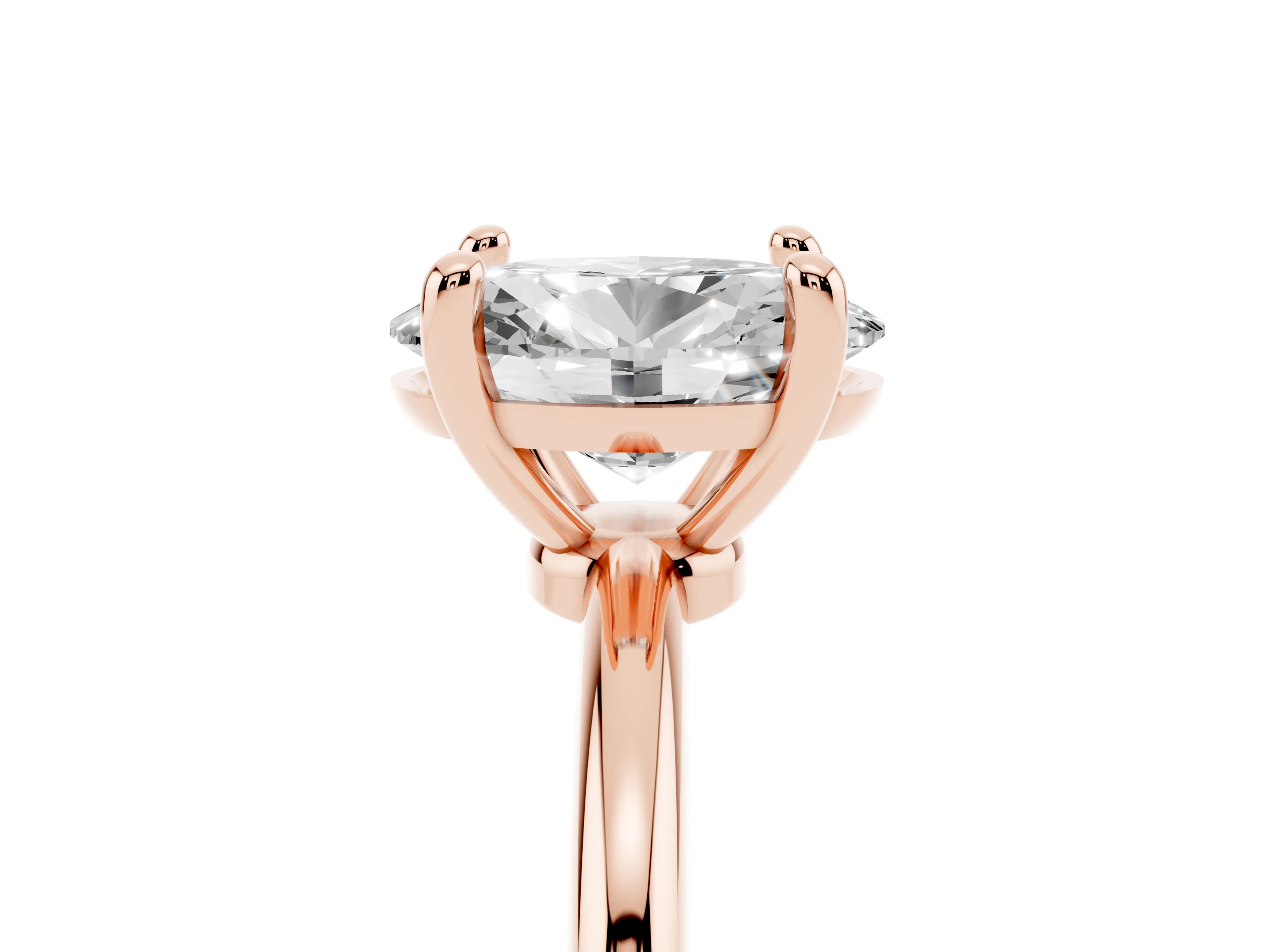 Oval Cut Diamond Solitaire Ring Set in Rose gold with Secure Prong Setting on a Classic Band