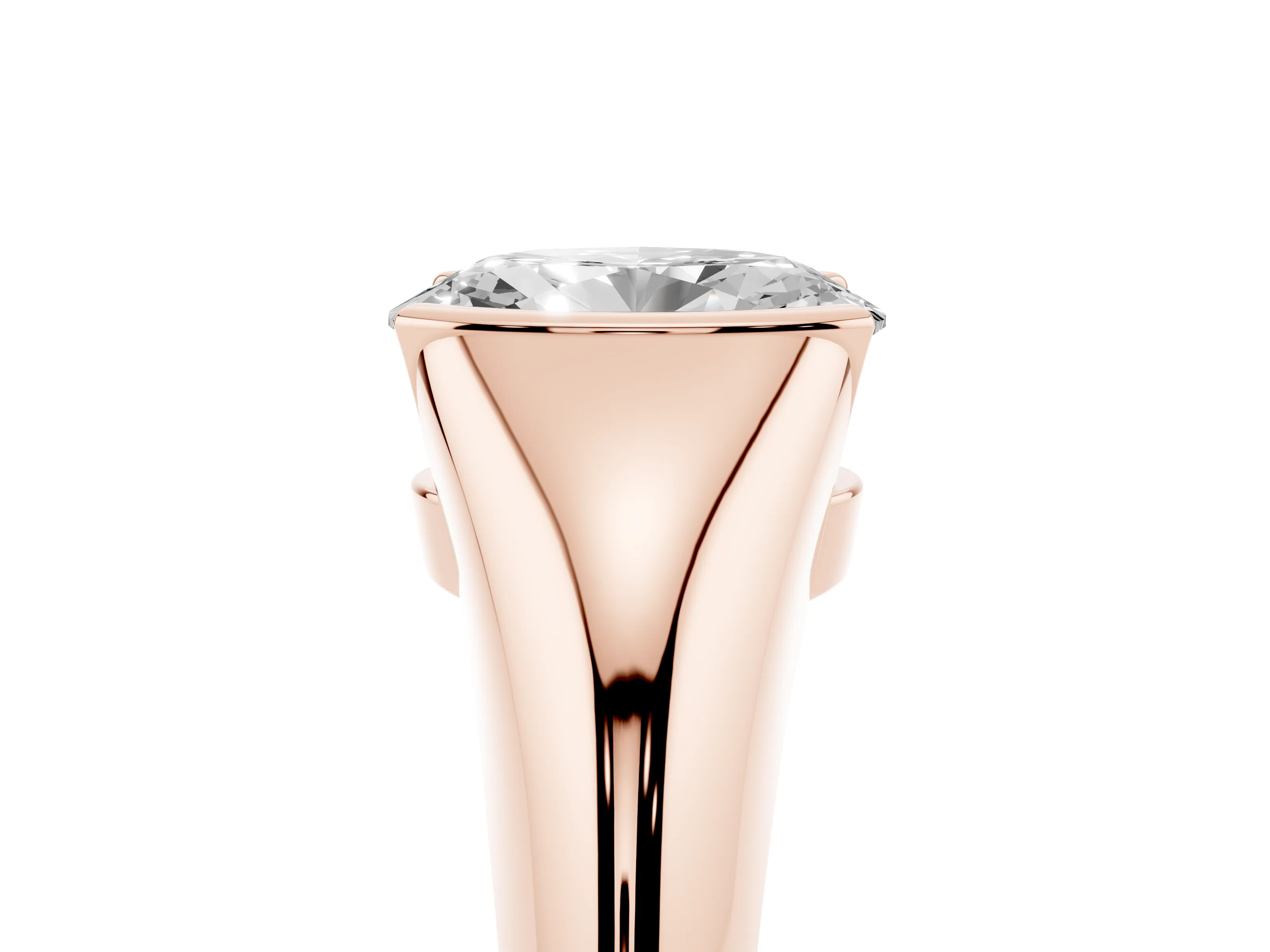 Oval Cut Diamond Solitaire Tension Set Ring Set in Rose gold