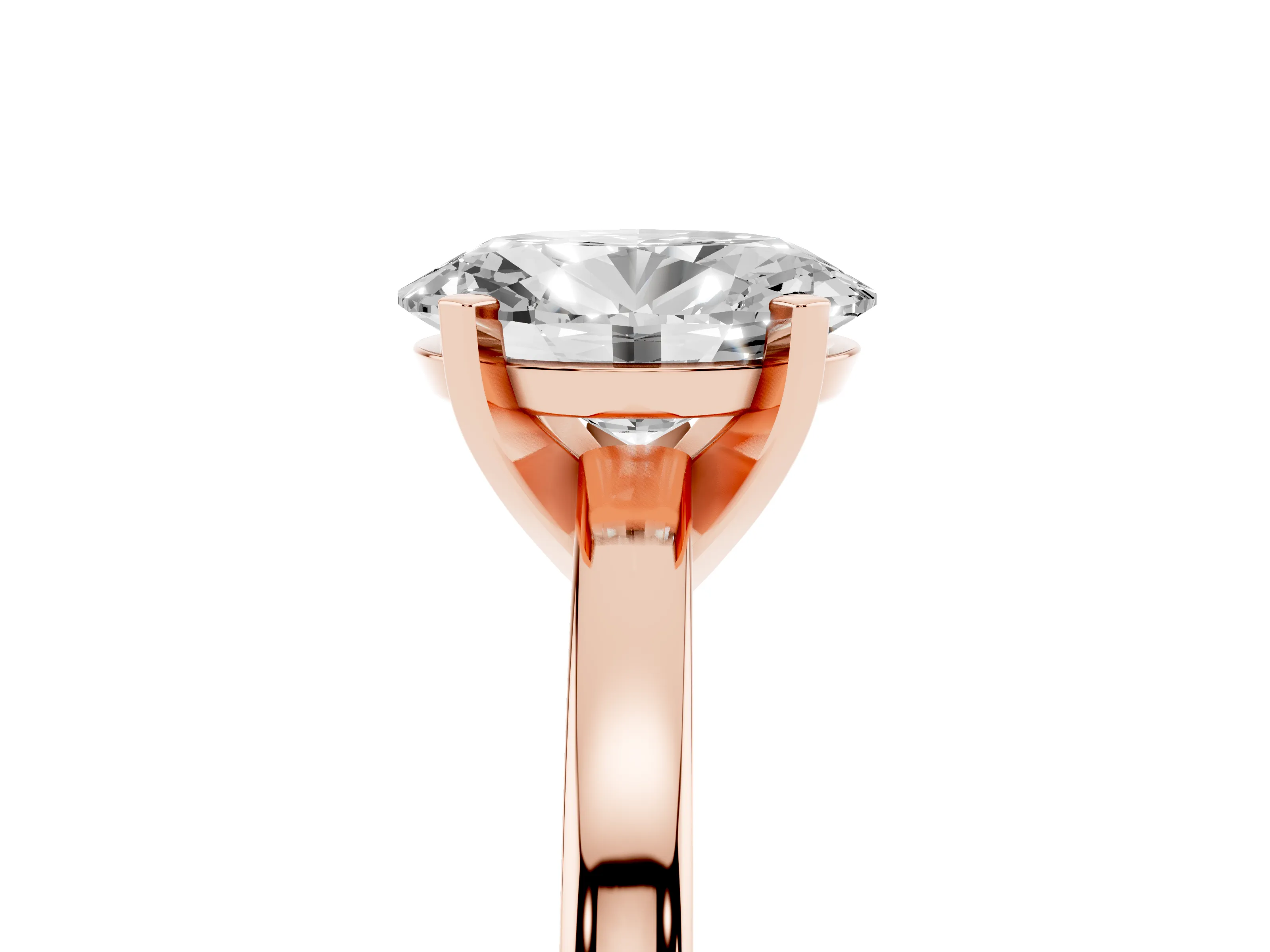 Oval Cut Diamond Solitaire Engagement Ring Set in Rose gold with Prong Setting on a Classic Band