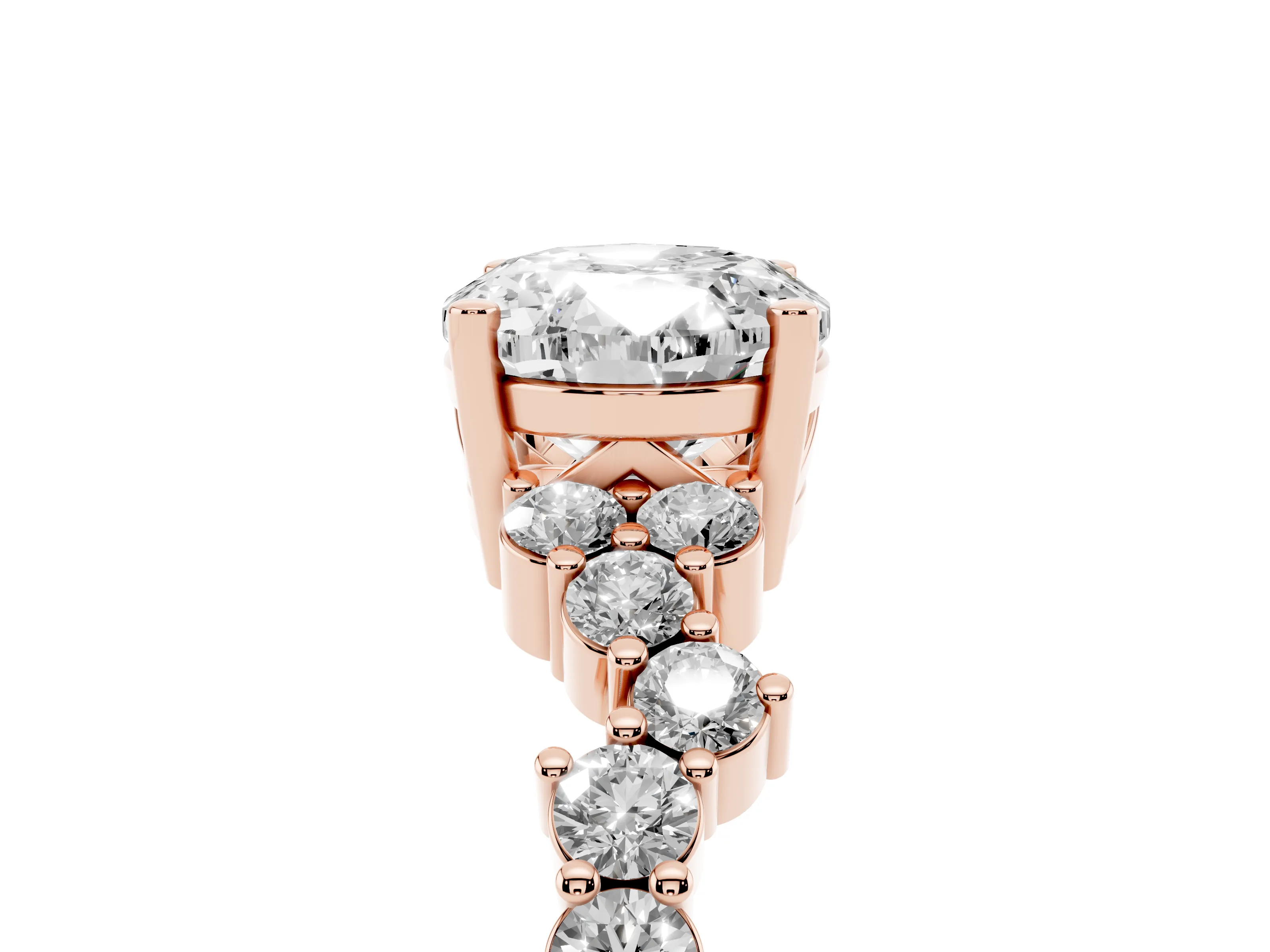 Oval Cut Diamond Ring Set in Rose gold with Scattered Round Accents