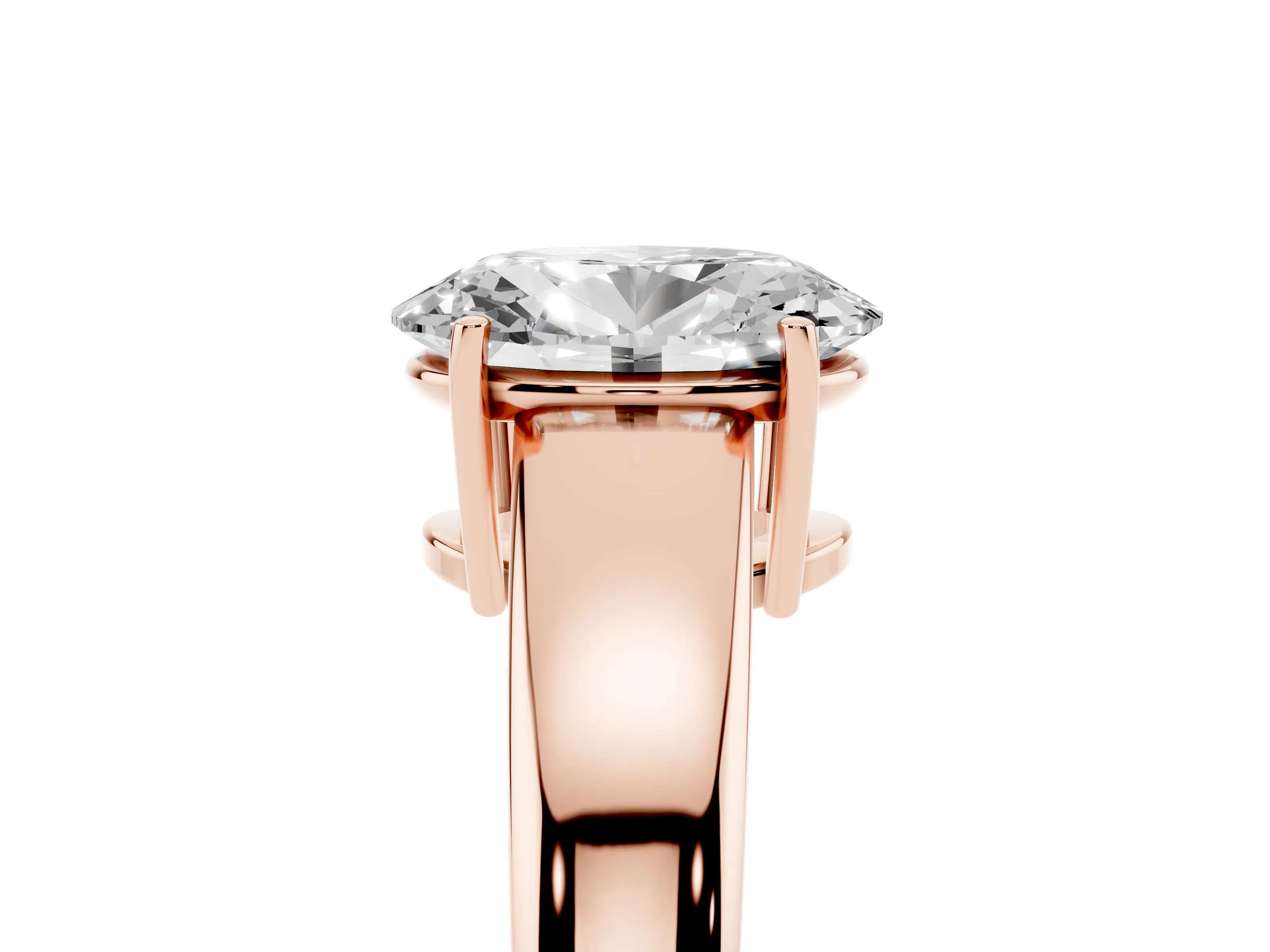 Oval Cut Diamond Solitaire Ring Set in Rose gold with Tapered Band and Prong Setting