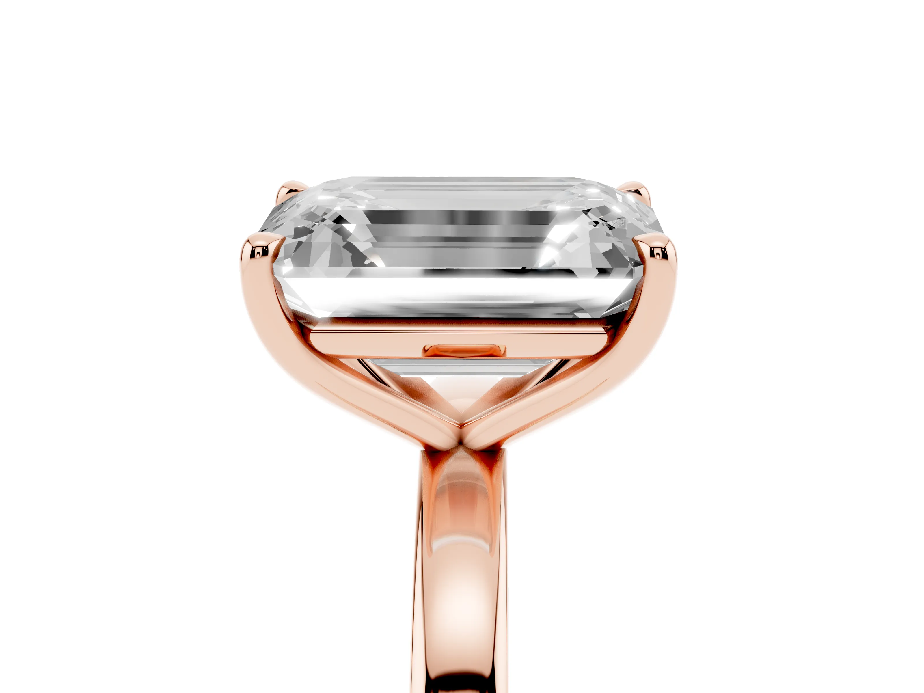 Oval Cut and Emerald Cut Toi Moi Ring Set in Rose gold with Prong Setting