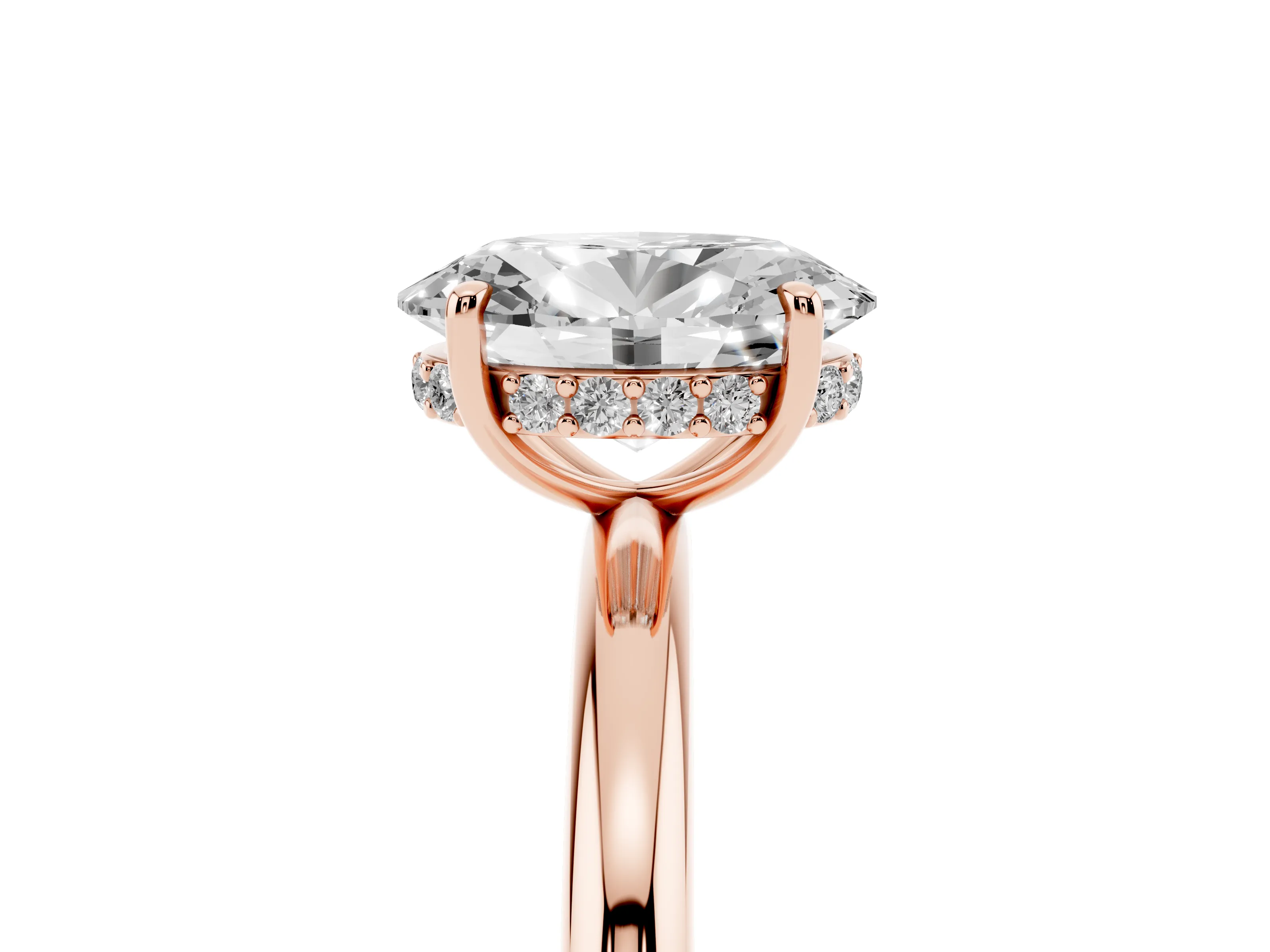 Oval Cut Diamond Solitaire Ring Set in Rose gold with Thin Band and Prong Setting