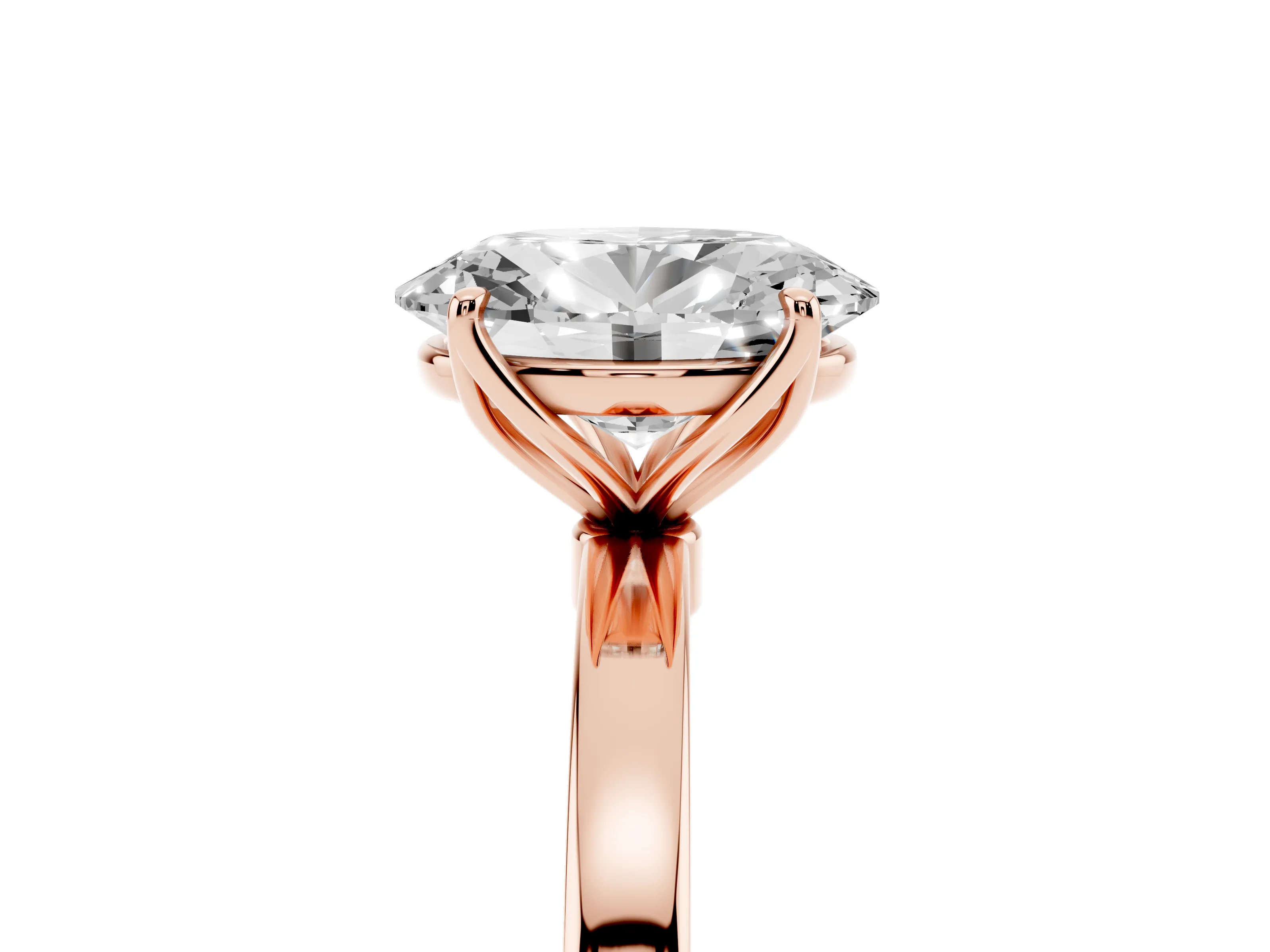 Oval Cut Diamond Solitaire Ring Set in Rose gold with Prong Setting and Thin Polished Band