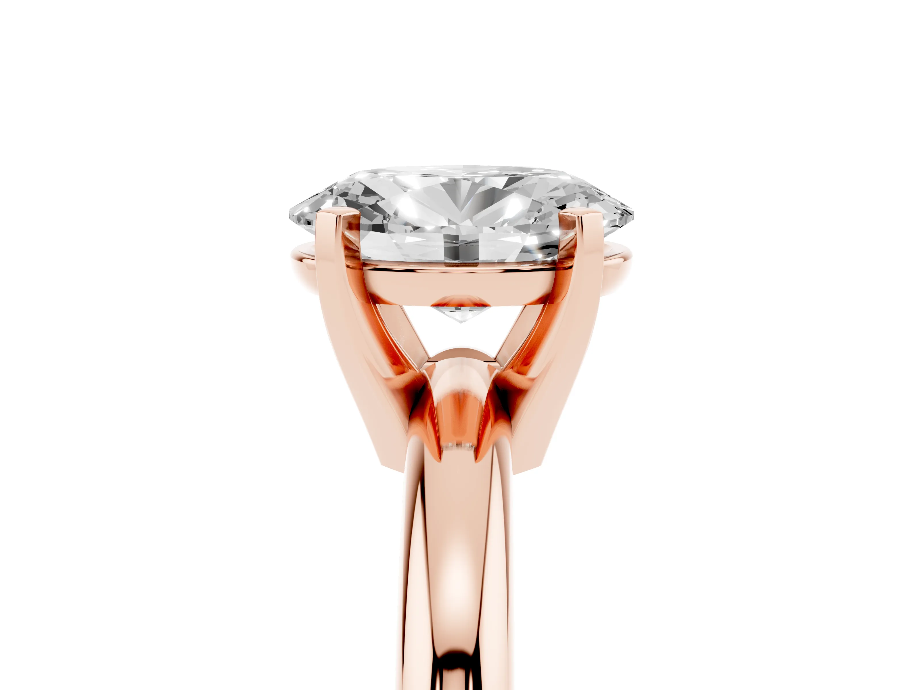 Oval Cut Diamond Solitaire Engagement Ring Set in Rose gold with Round Band and Prong Setting