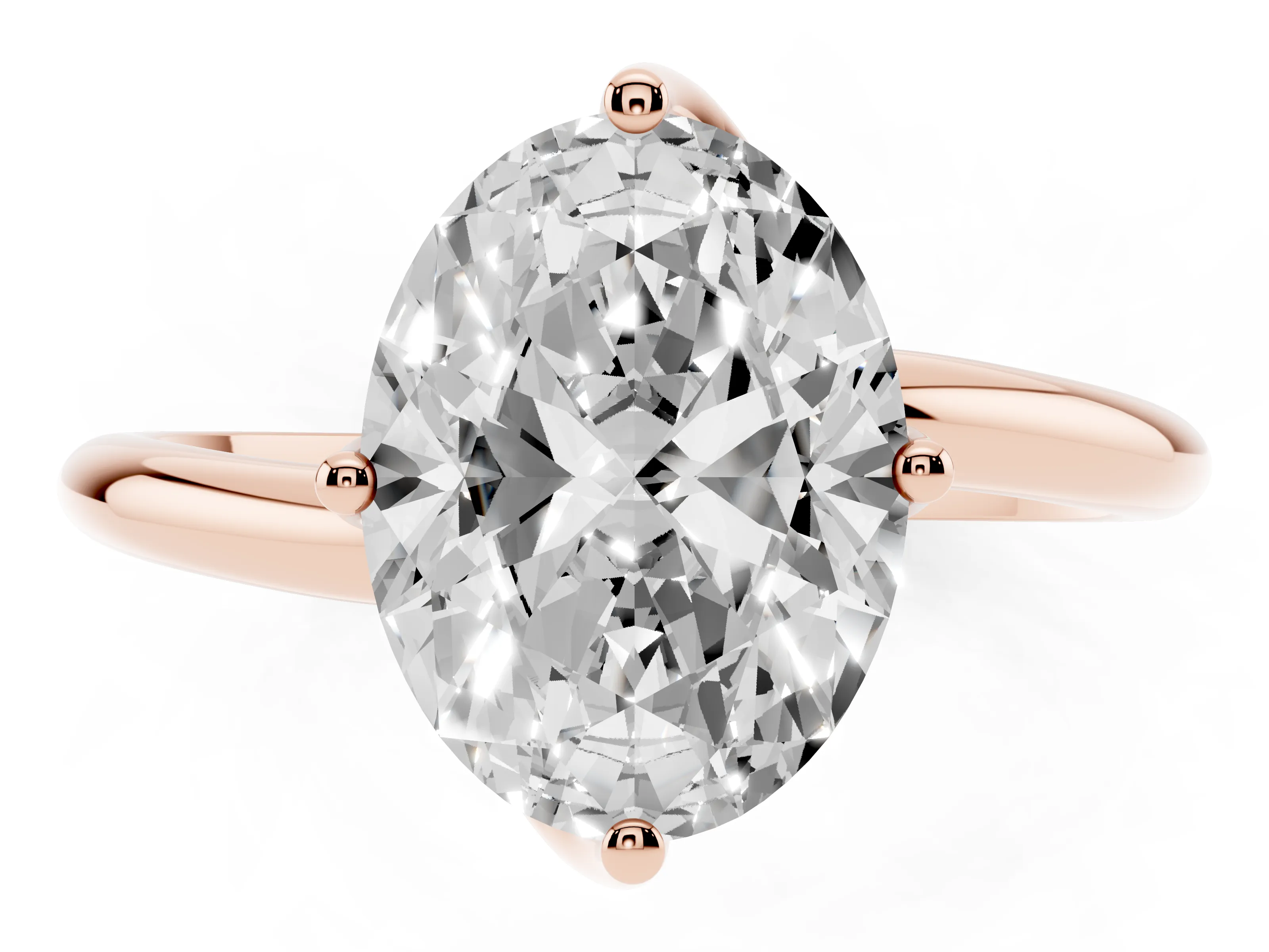 Oval Cut Diamond Solitaire Engagement Ring Set in Rose gold with Classic Plain Band