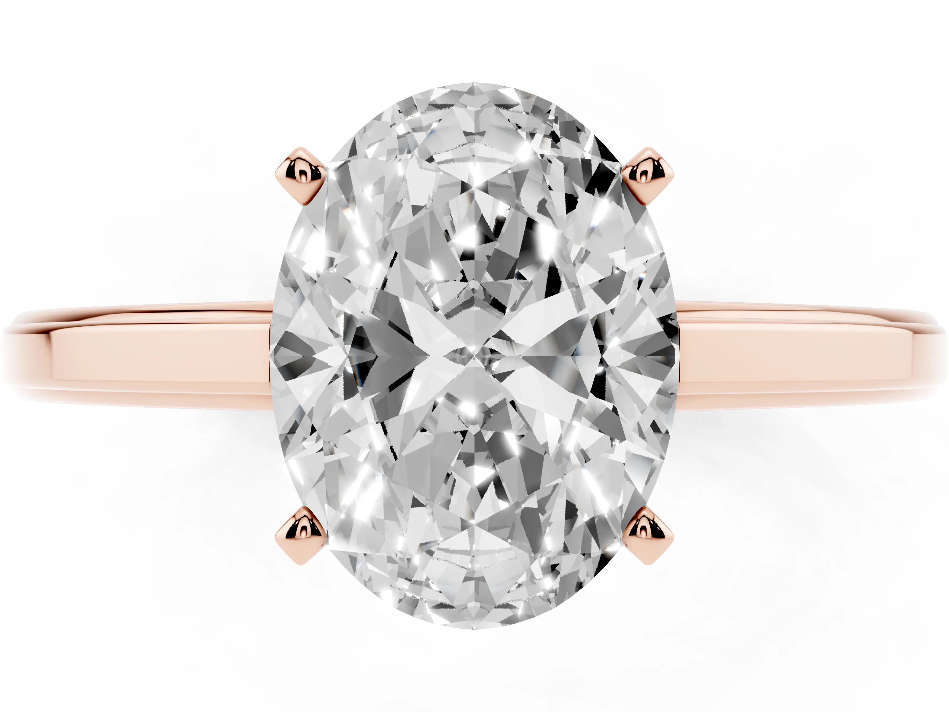 Oval Cut Diamond Solitaire Ring Set in Rose gold with Prong Setting and Classic Band