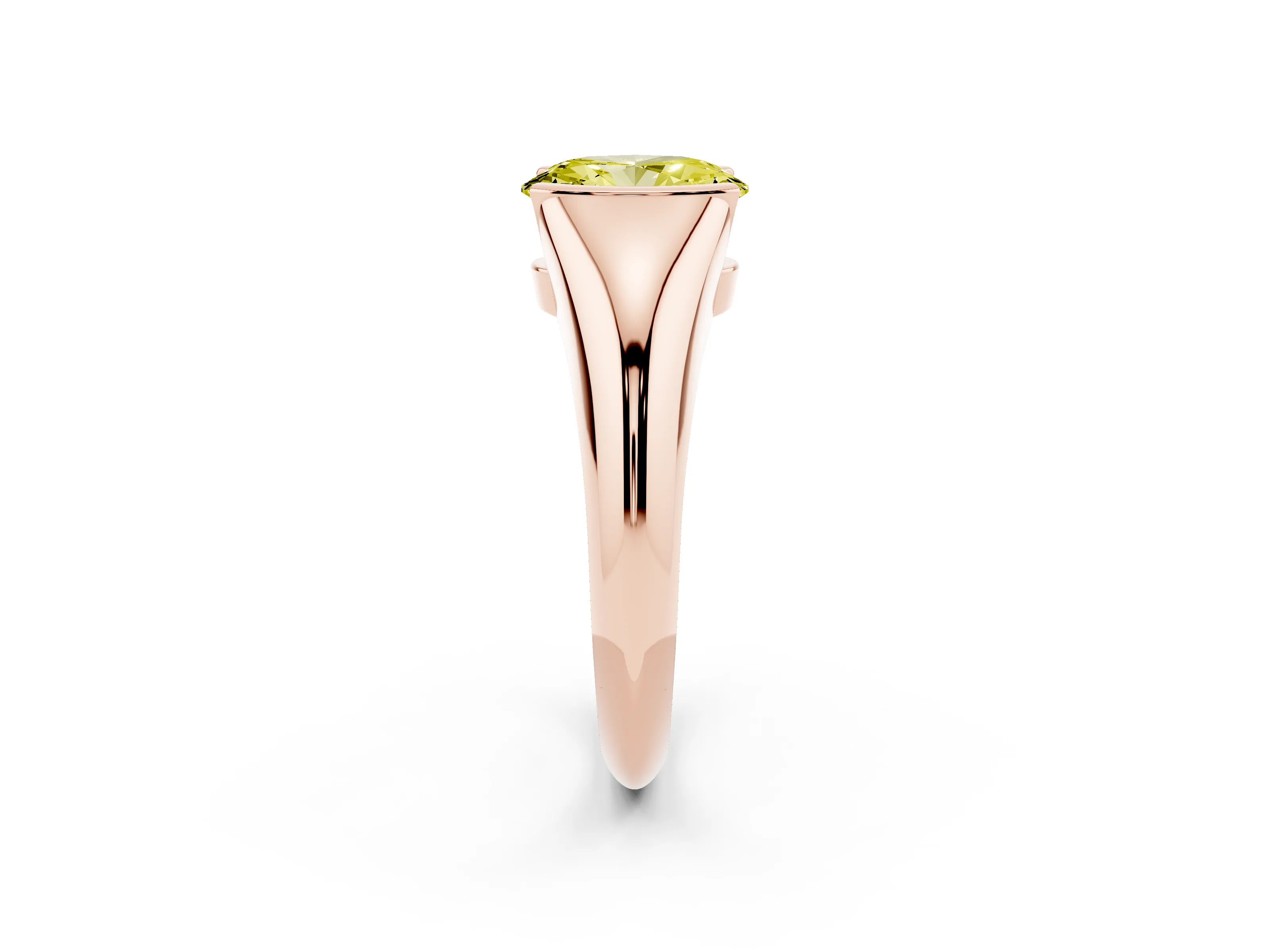 Fancy Yellow Oval Cut Diamond Solitaire Tension Set Ring Set in Rose gold