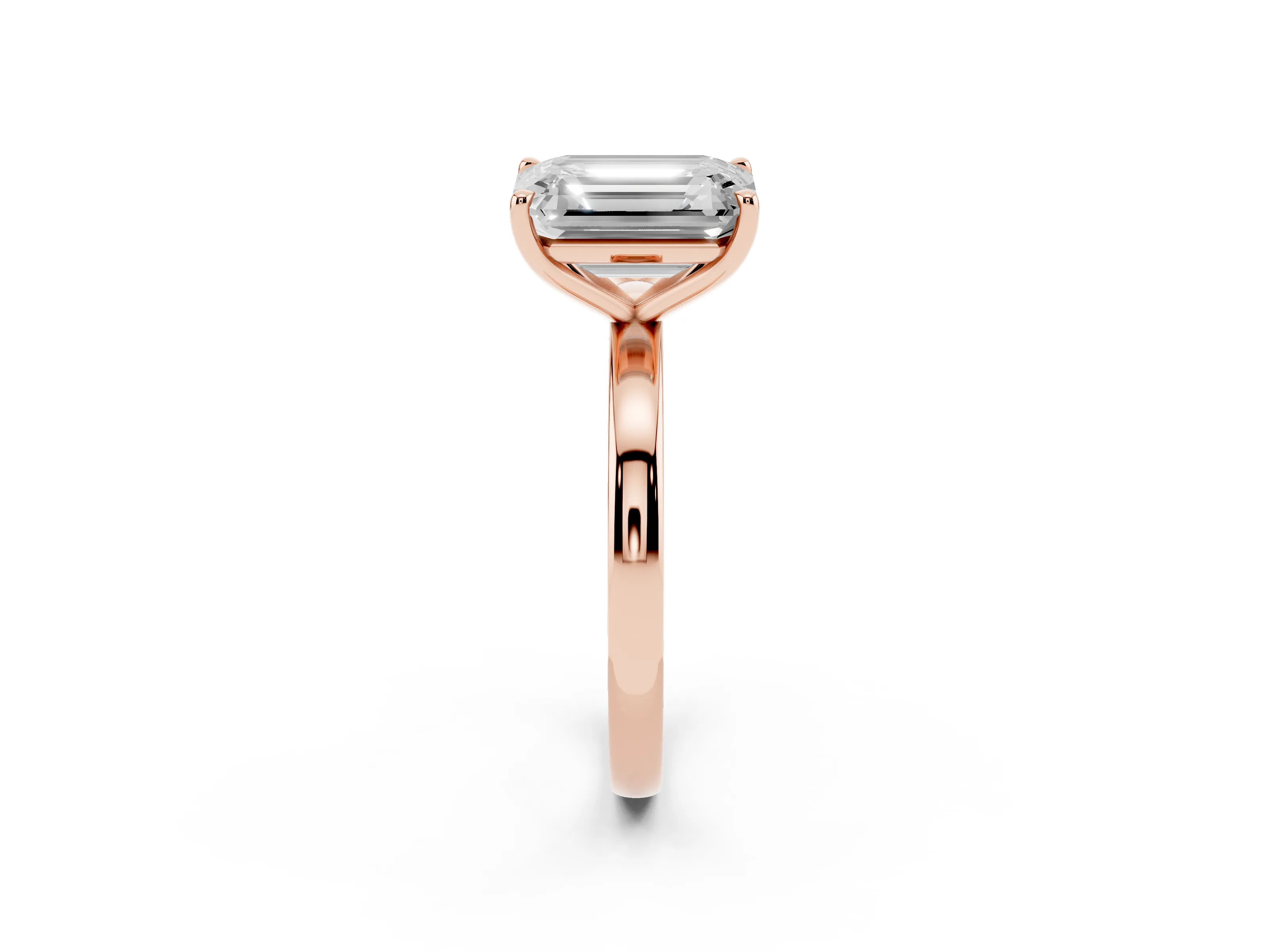Fancy Yellow Oval Cut and Emerald Cut Toi Moi Ring Set in Rose gold with Prong Setting