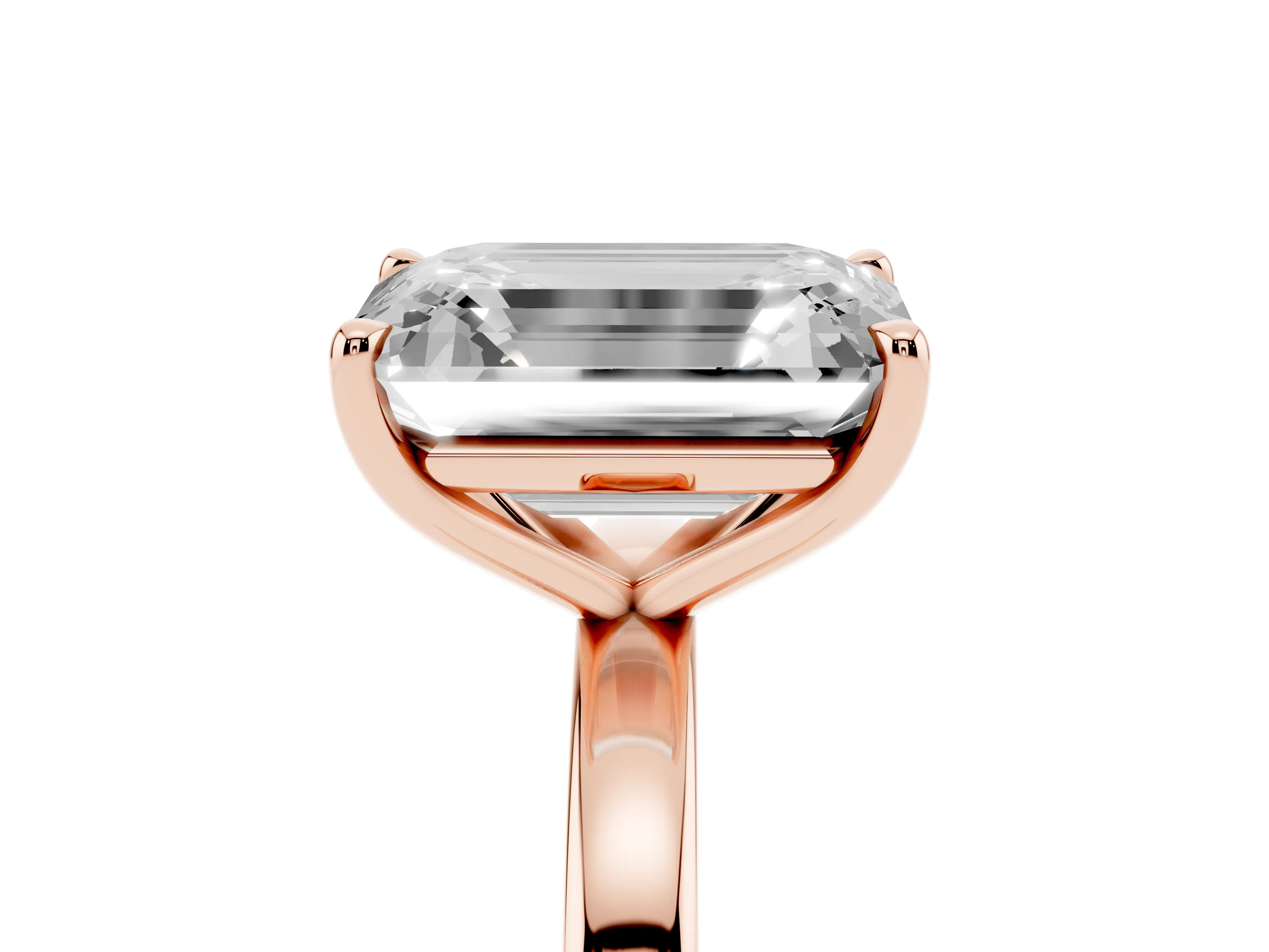 Fancy Yellow Oval Cut and Emerald Cut Toi Moi Ring Set in Rose gold with Prong Setting