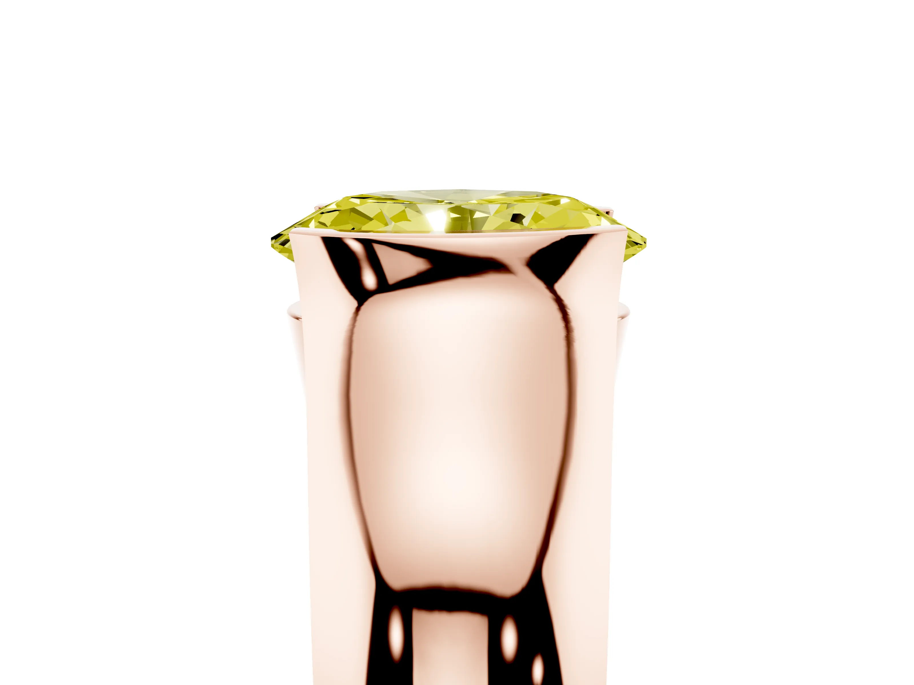 Fancy Yellow Oval Cut Diamond Bezel Solitaire Ring Set in Rose gold with Wide Band