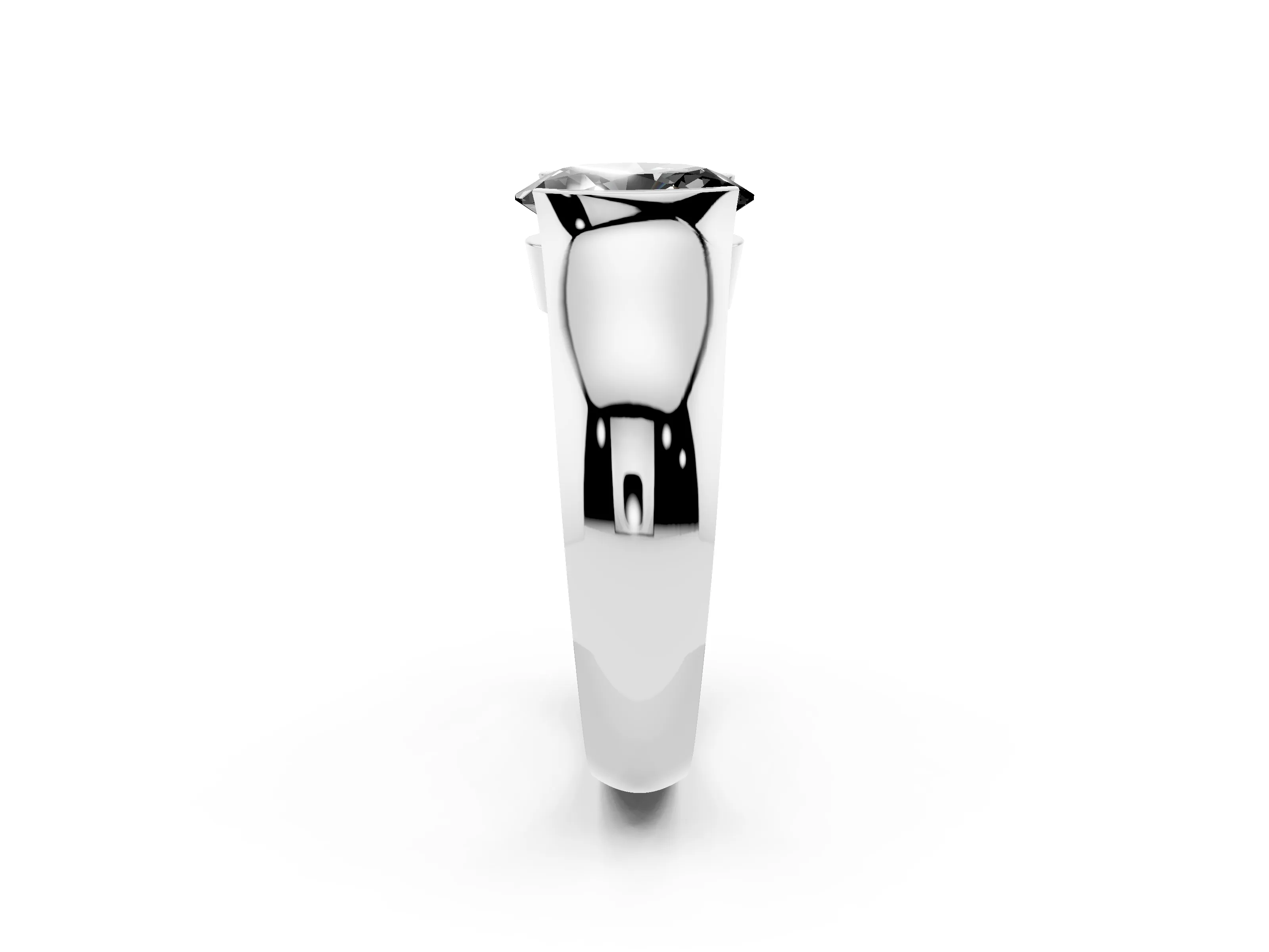 Fancy Black Oval Cut Diamond Bezel Solitaire Ring Set in White gold with Wide Band